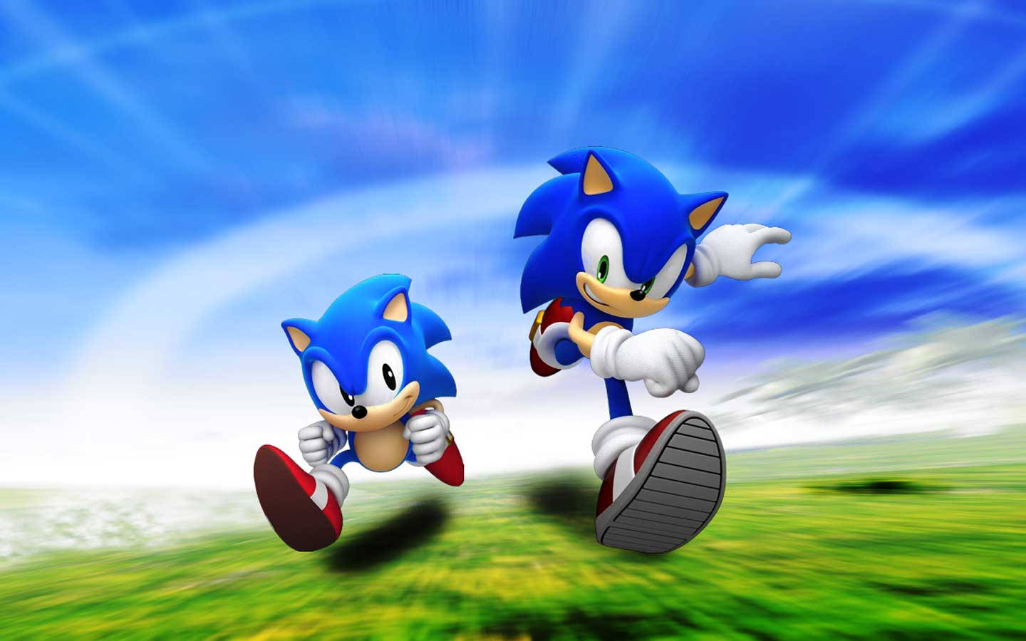 Wallpaper af Sonic the Hedgehogs fortid og nutid. — Sonic Wallpapers