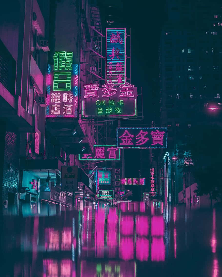 Oplev det pulserende natteliv i Neon City Wallpapers
