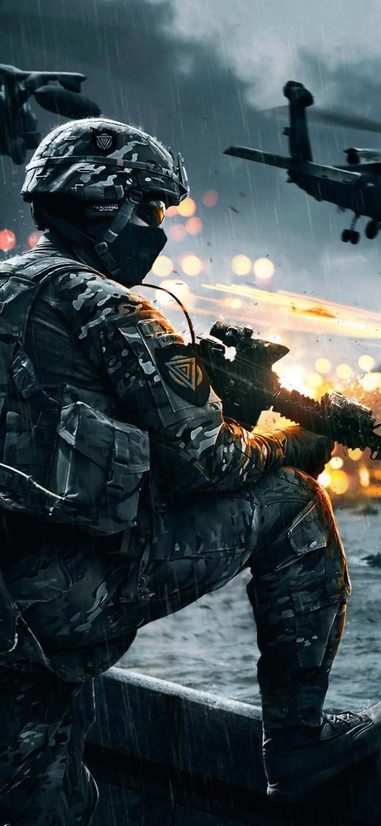 Oplev Intense Battlefield Action på iPhone Xs Max Wallpapers