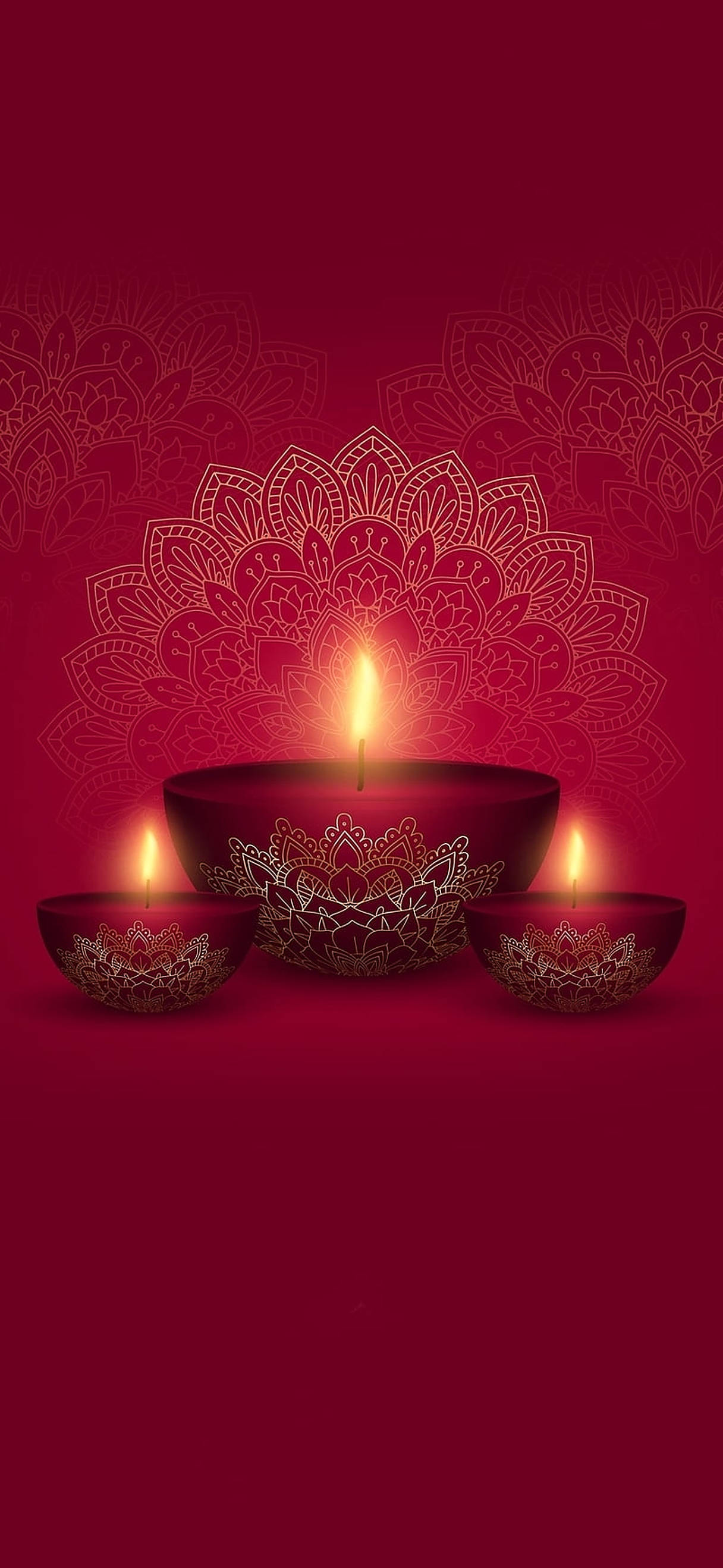 Oplyste røde diwali-lamper på en festlig nat Wallpapers