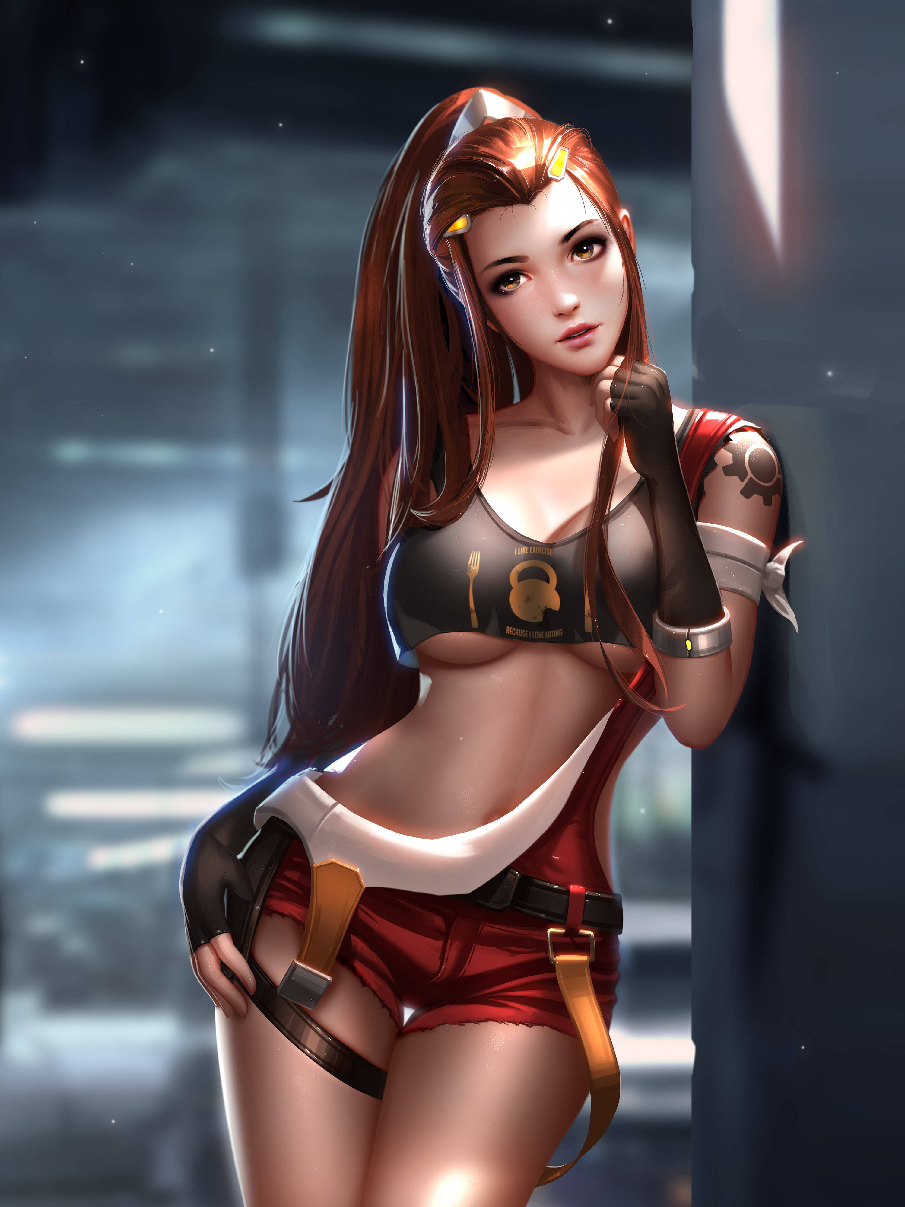 Opslugt rød anime-figur i aktion Wallpapers