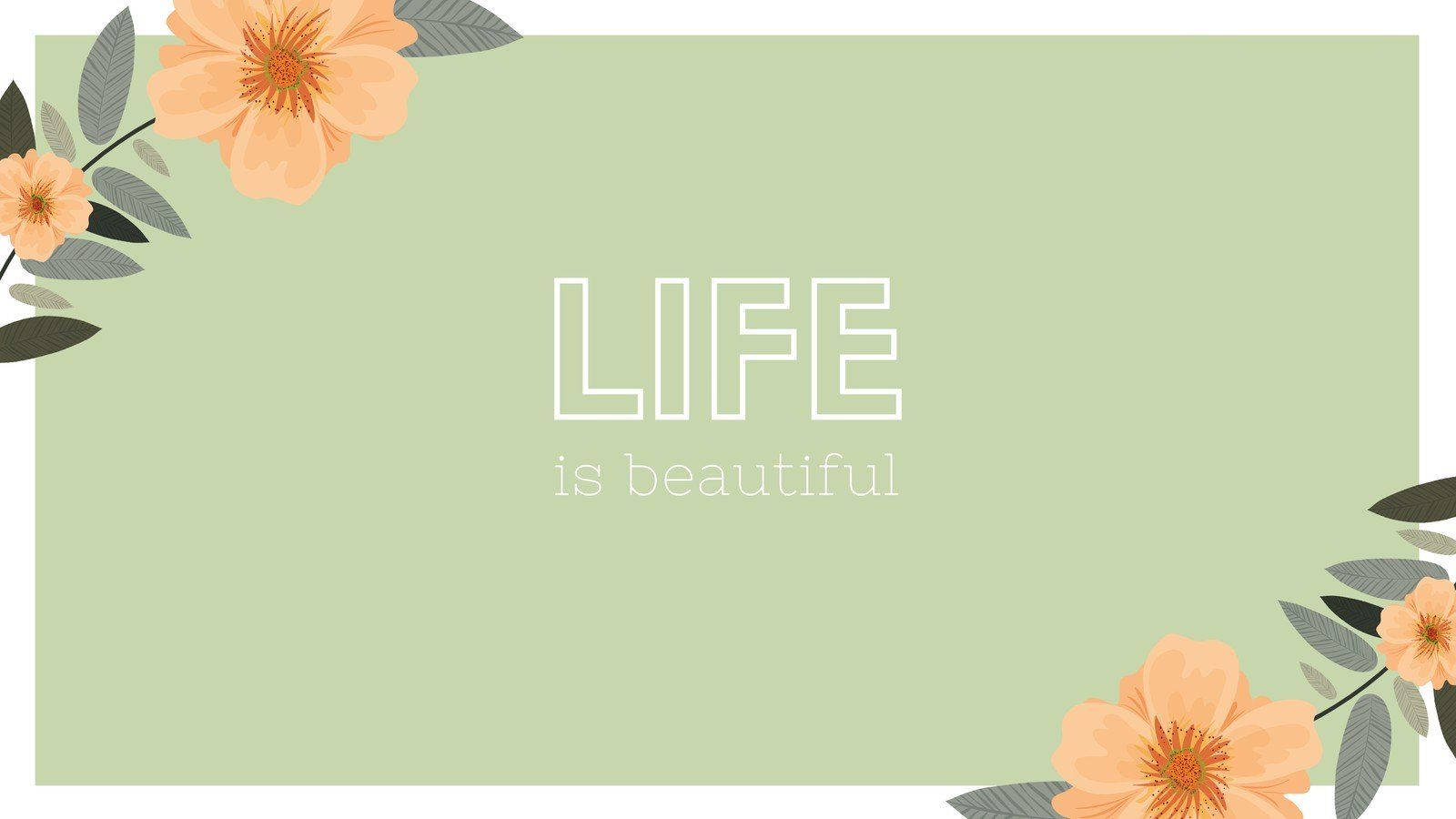 Orange blomst i grøn med sødt citat Wallpapers
