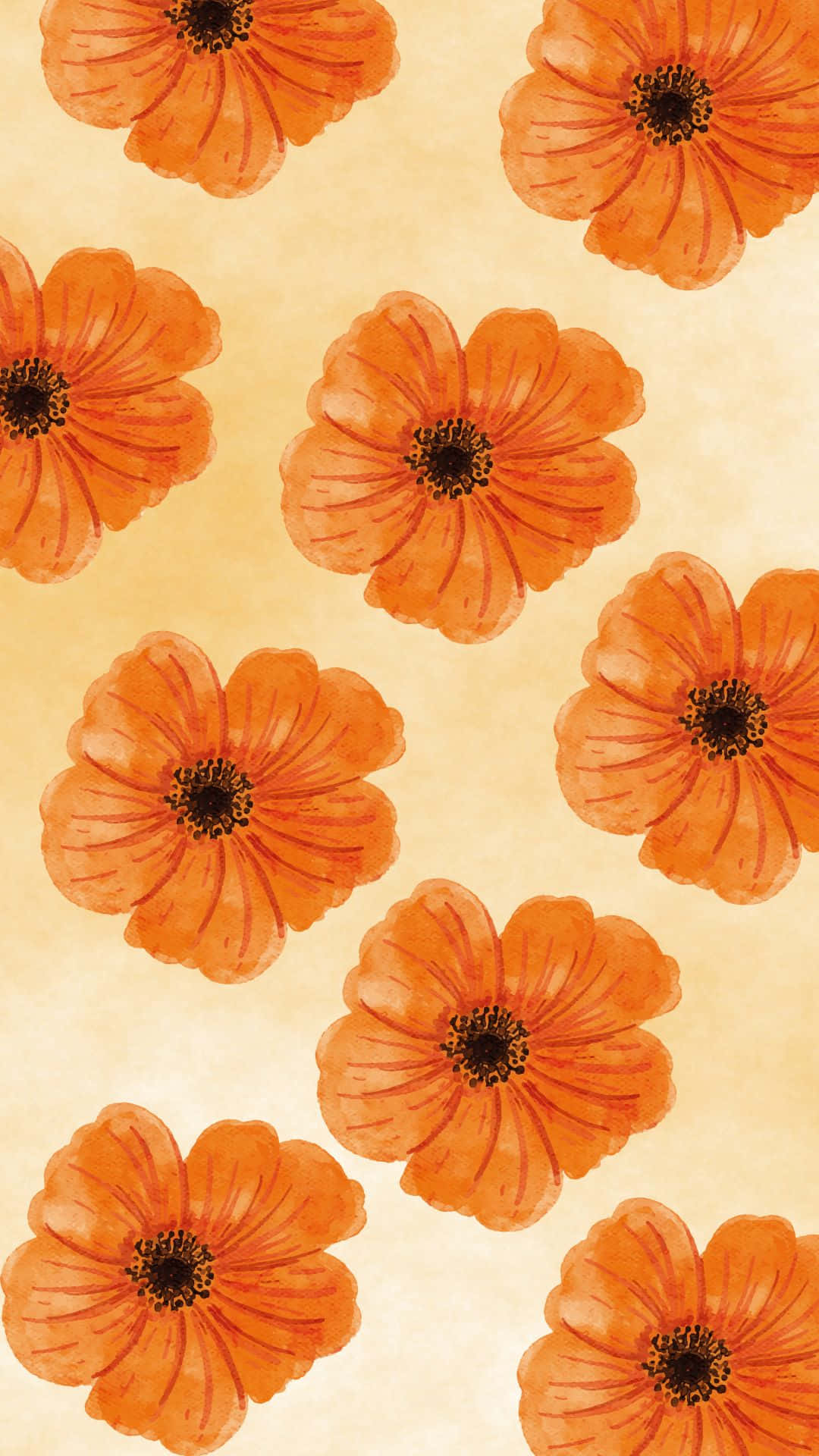 Orange blomster æstetisk VSCO mønster baggrund Wallpapers