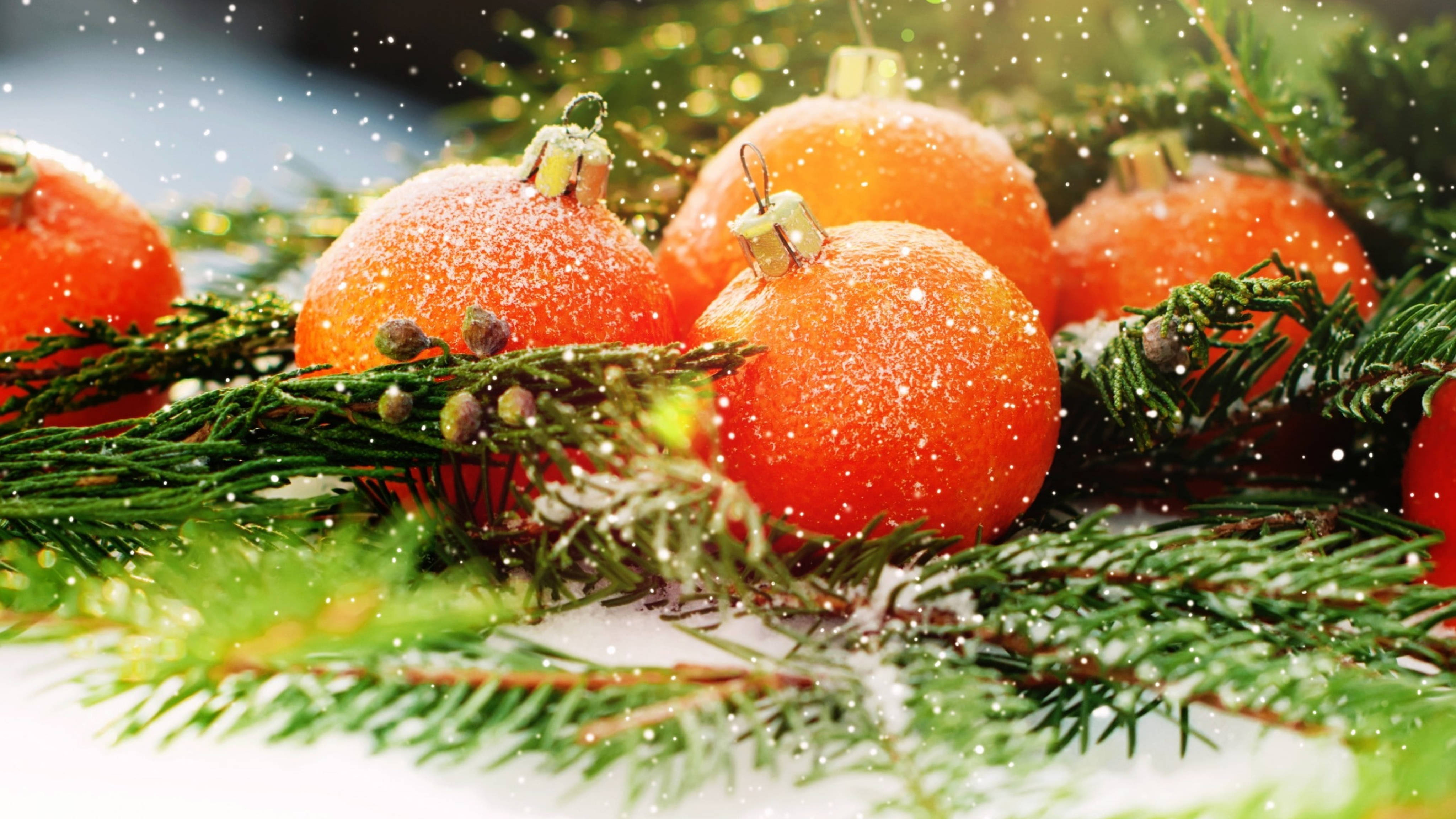 Orange glitter julekugler Wallpapers