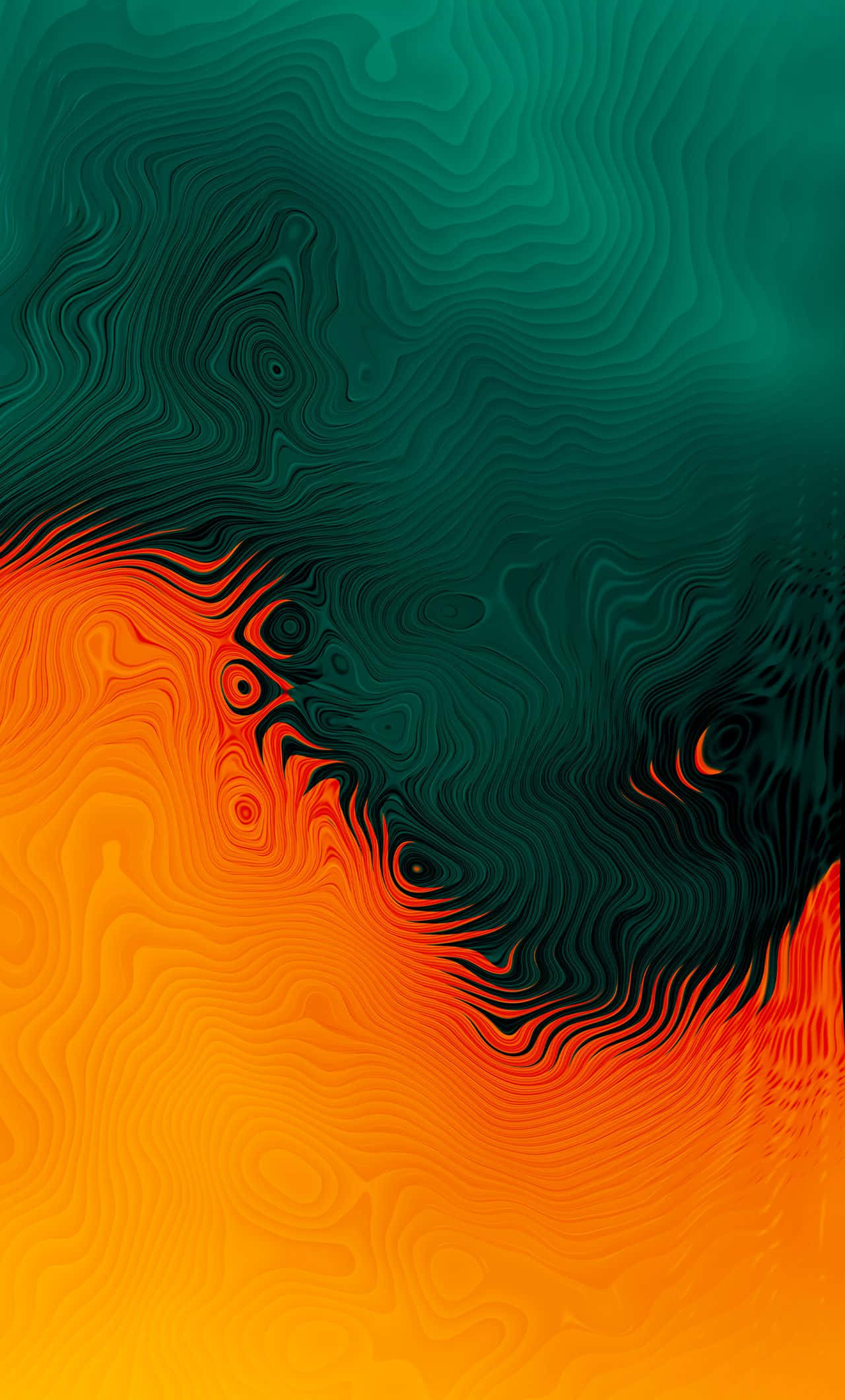 Orange og blågrøn i sløret design Wallpapers
