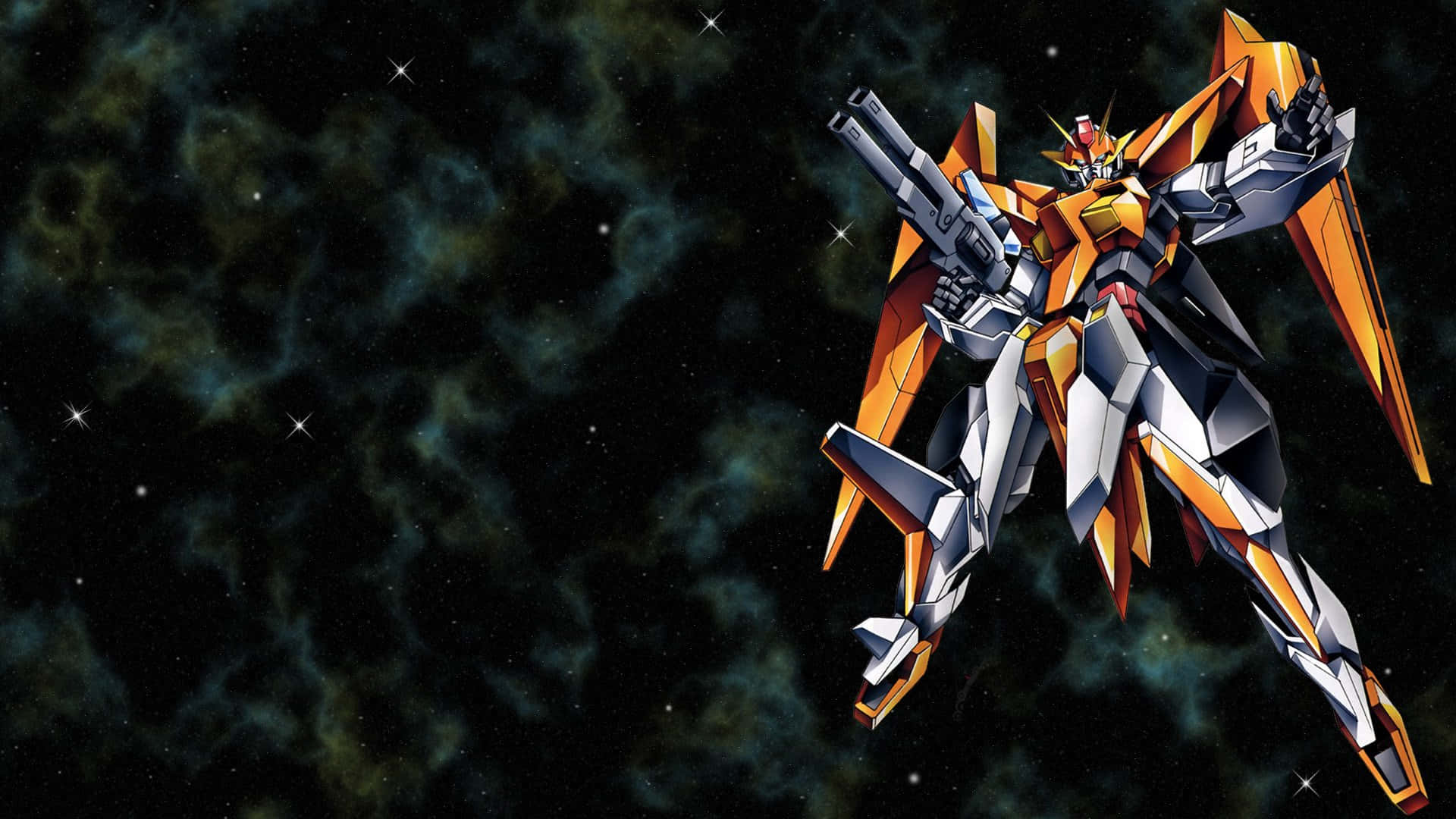 Orange og hvid Gundam-skrivebord Wallpapers