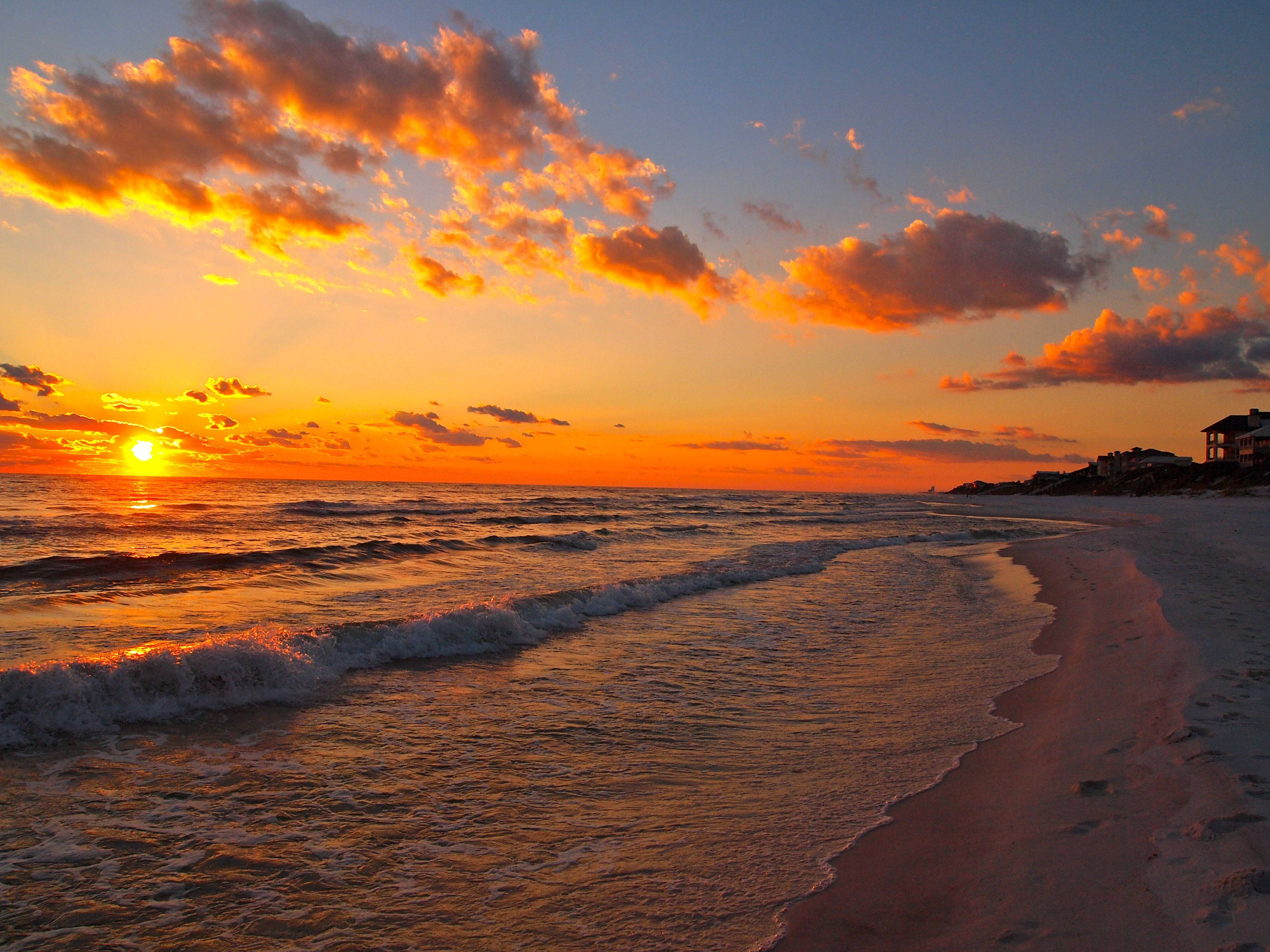Orange æstetisk solnedgang på Florida strand Wallpapers