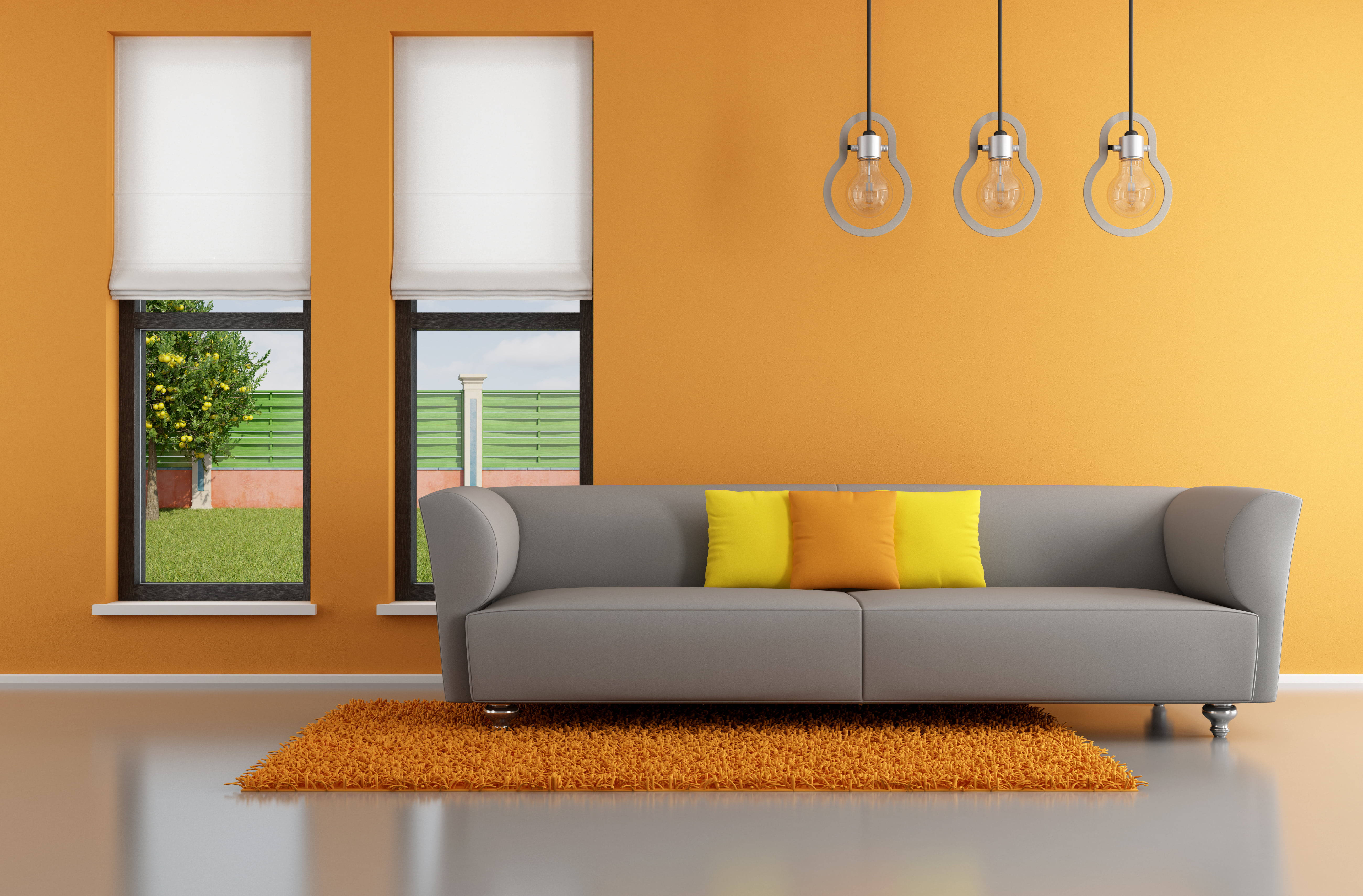 Orange æstetisk stue i hjemmet Wallpapers