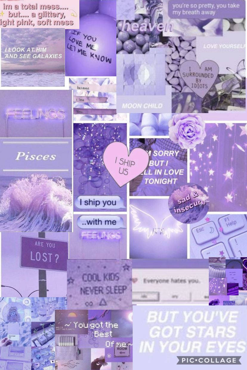 Ord og sætninger pastel lilla Wallpapers