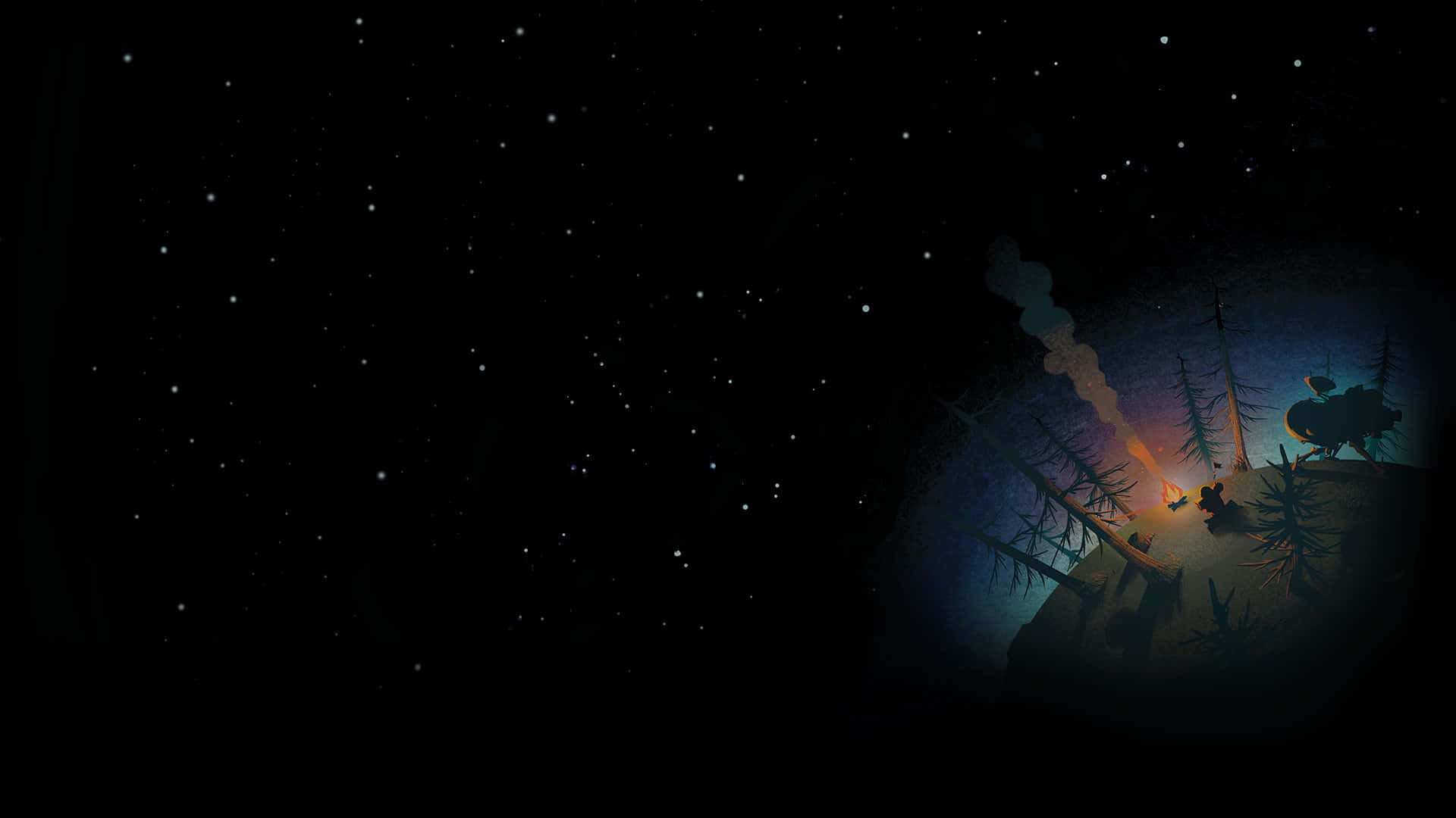 Outer Wilds Lejrplads under Stjernenat Wallpapers