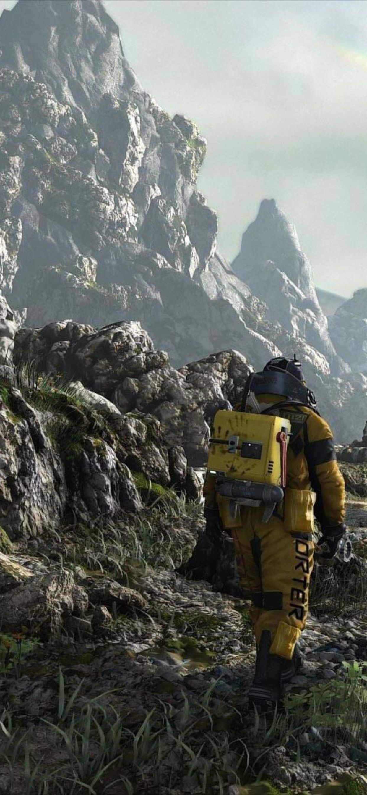 Overjordisk kraft bor i iPhone Xs Max med Death Stranding Wallpapers