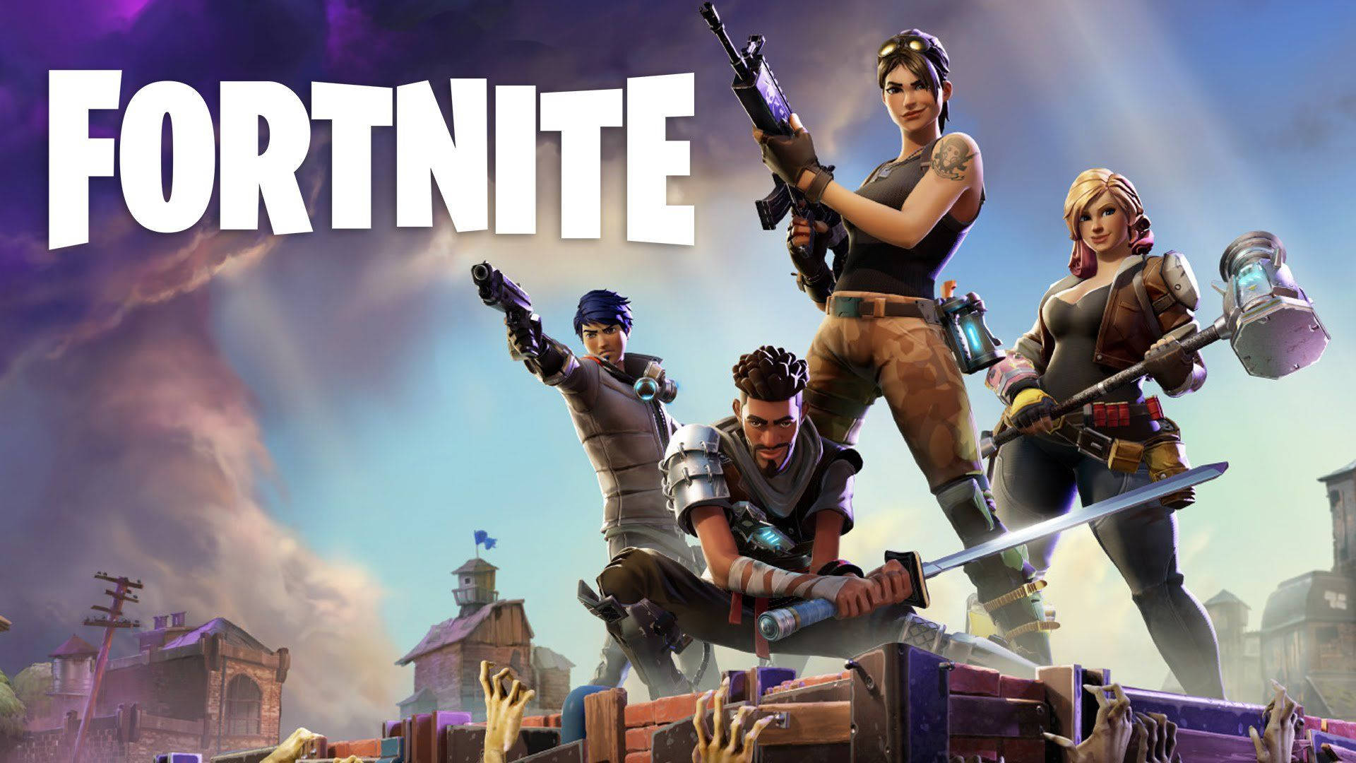 Fire sidste overlevende karakterer fra Fortnite i Save the World-tilstand HD-tapet — Fortnite Wallpapers