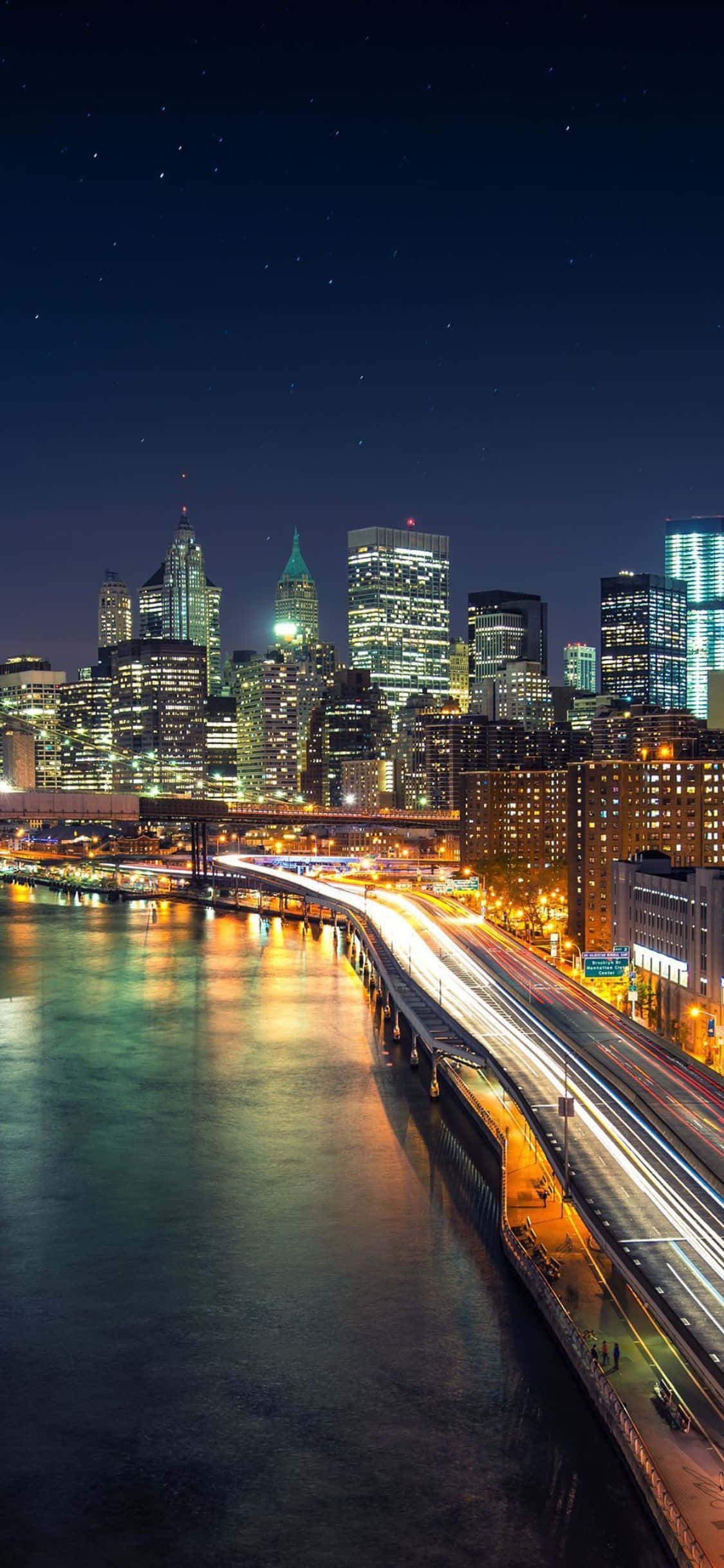 Oversigt over New Yorks skyline fra en iPhone X Wallpapers