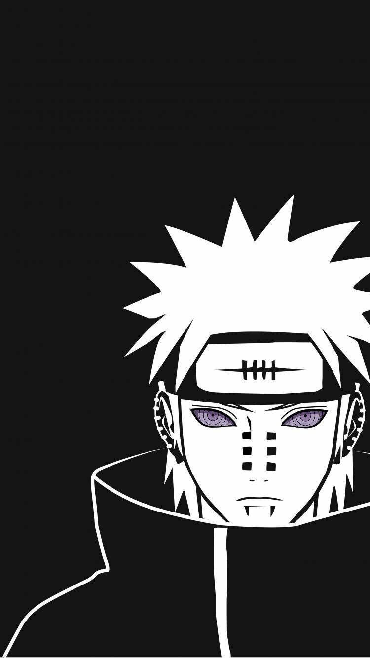 Pain Naruto Anime Sort/Hvid iPhone Wallpapers