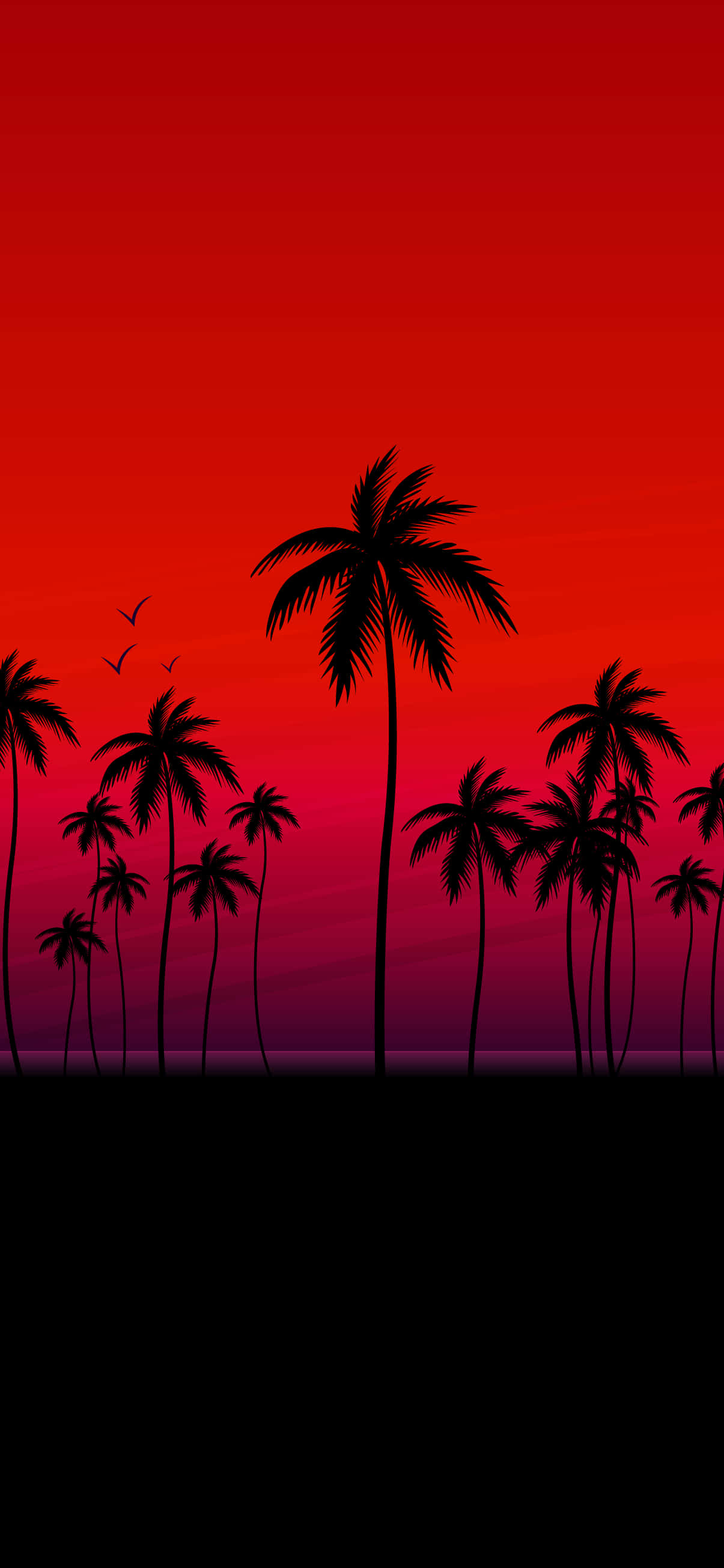 Palmetræer silhuet æstetisk rød baggrund Wallpapers