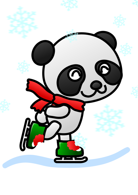 Panda på skøjter i vinterlandskab Wallpapers