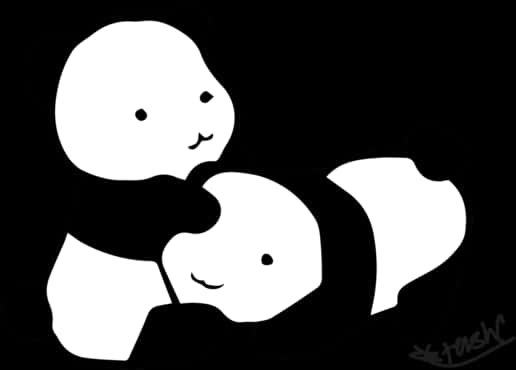 Panda Venner Sort og Hvid Wallpapers