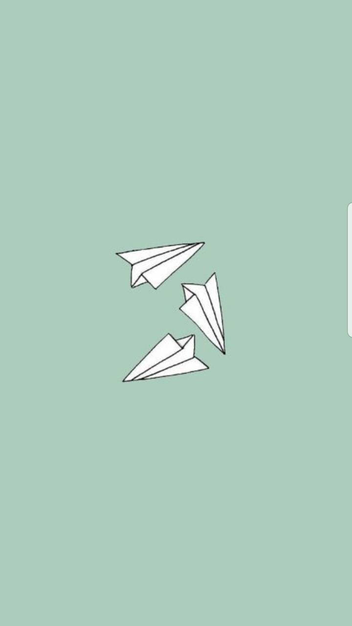 Papirfly Grøn og Hvid Æstetik Wallpapers