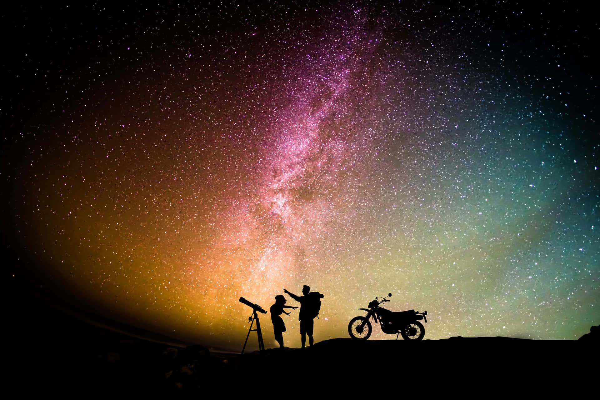 Par galaksehimlen silhuet forholdsbillede Wallpapers