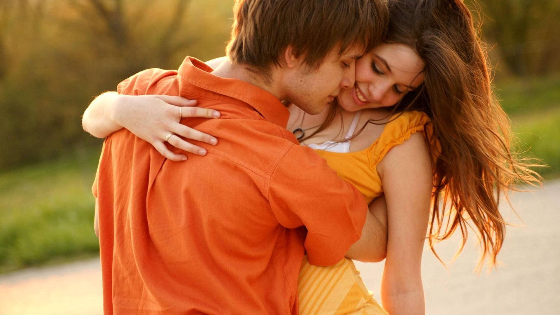 Par i orange romantisk kærlighed Wallpapers