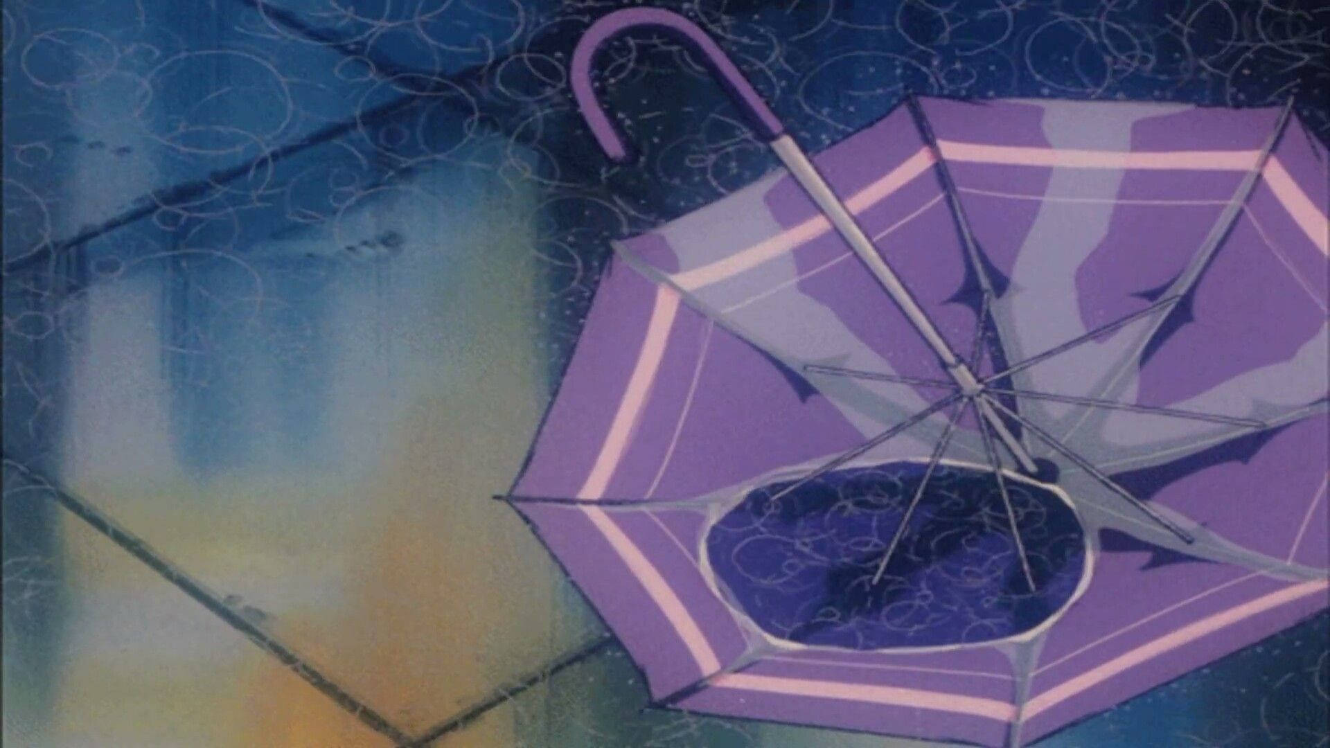 Paraply i regnen retro anime æstetik Wallpapers