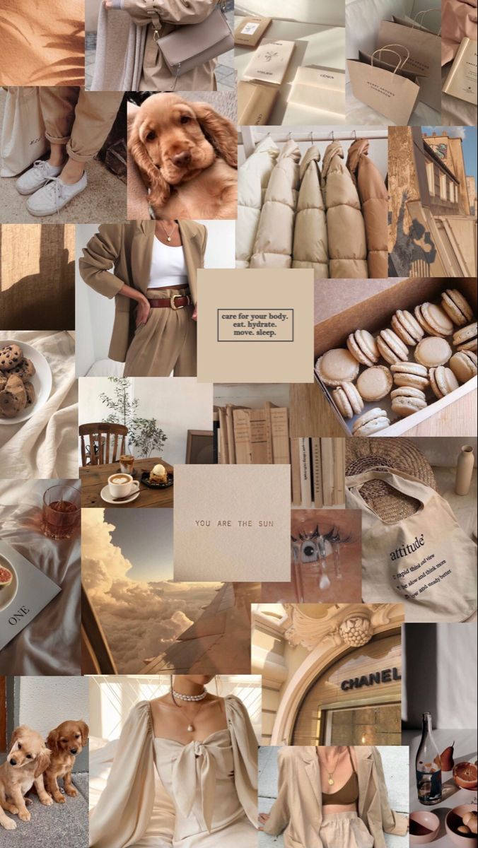 Pas på din krop beige æstetisk collage Wallpapers