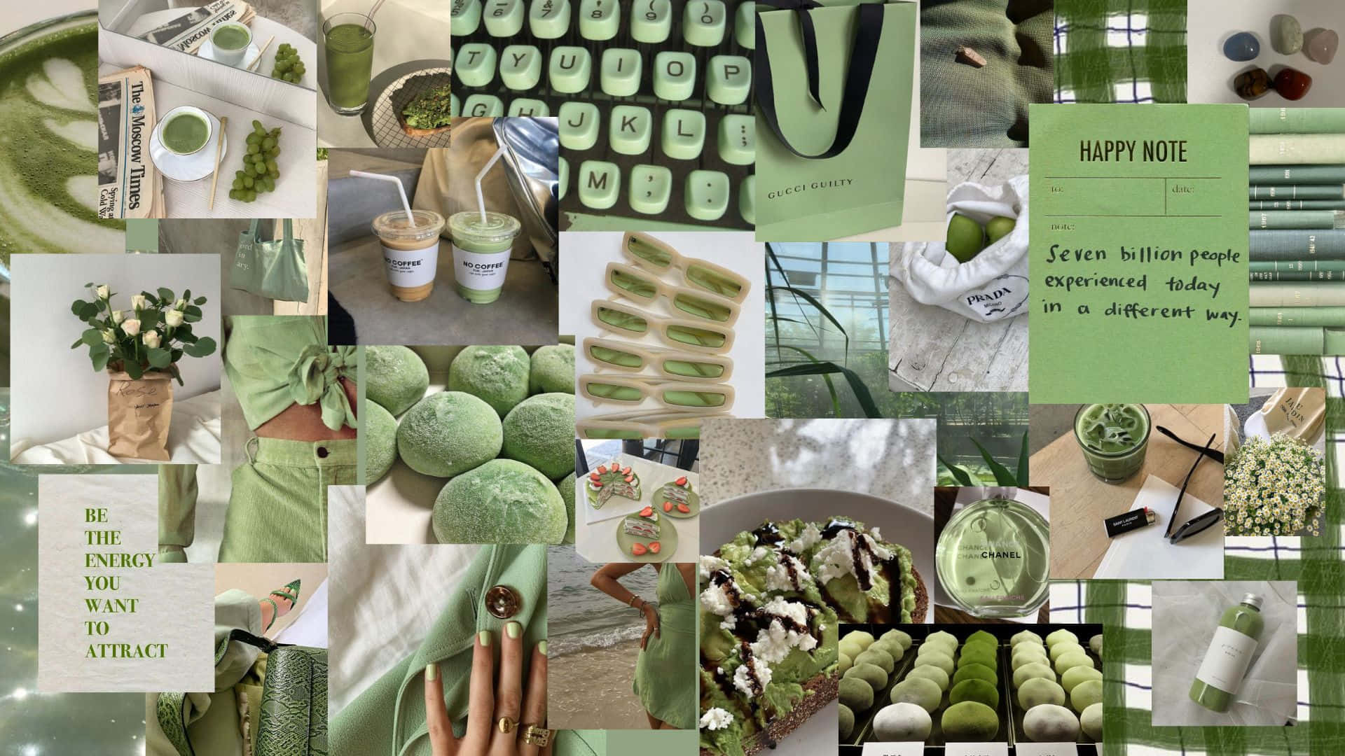 Pastel collage æstetiske grønne billeder Wallpapers