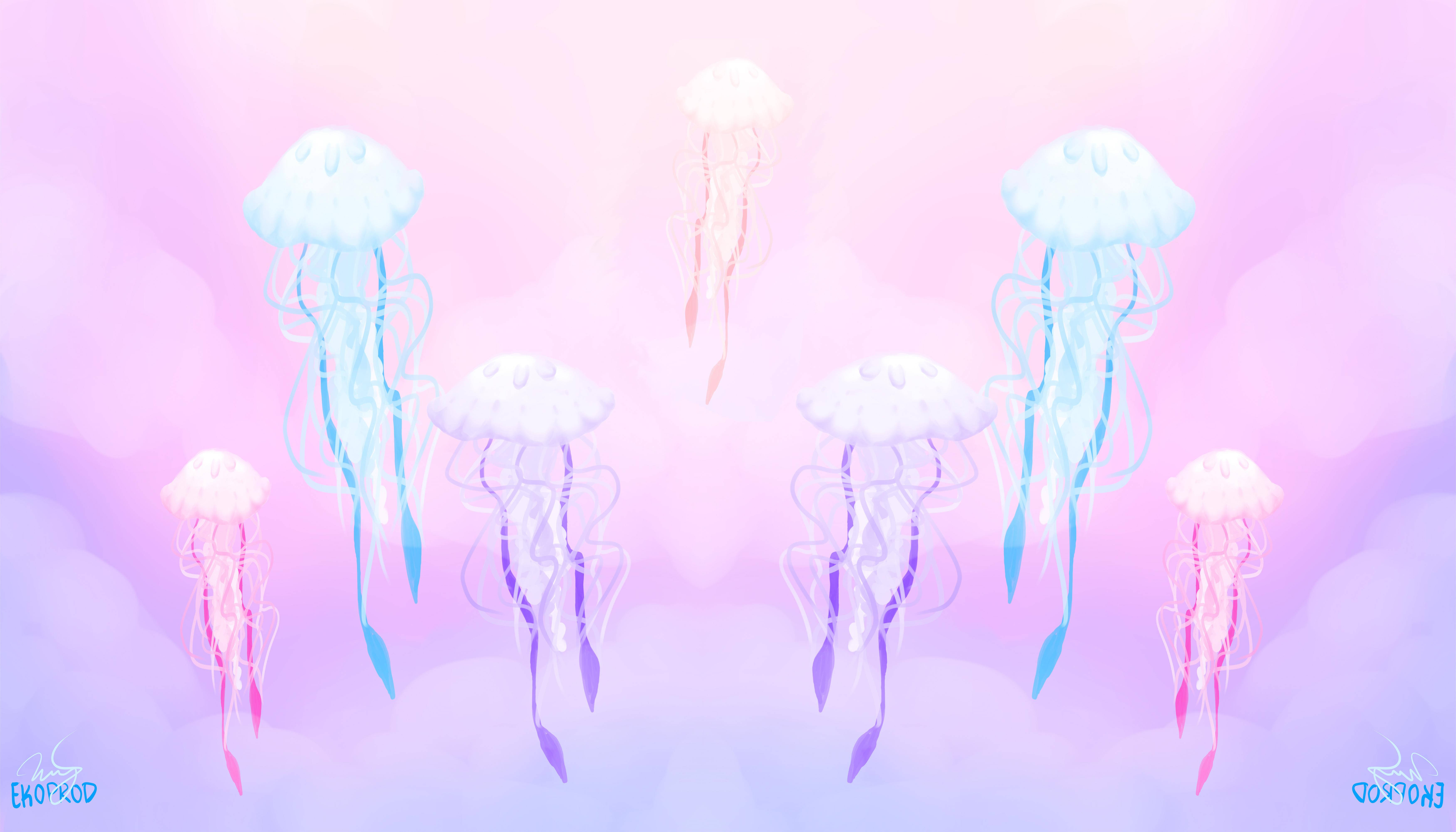 Pastel Gore kunst med vandmænd Wallpapers