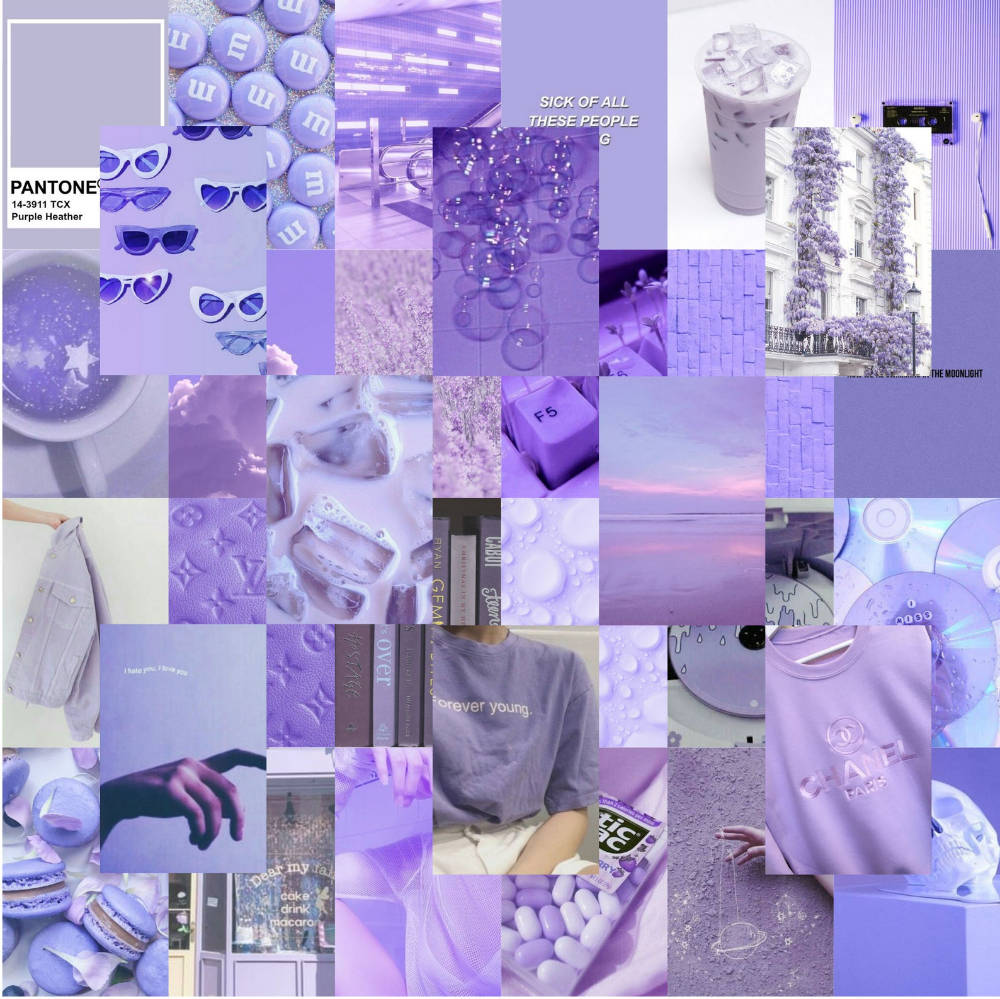 Pastel lilla collage med fede ting Wallpapers