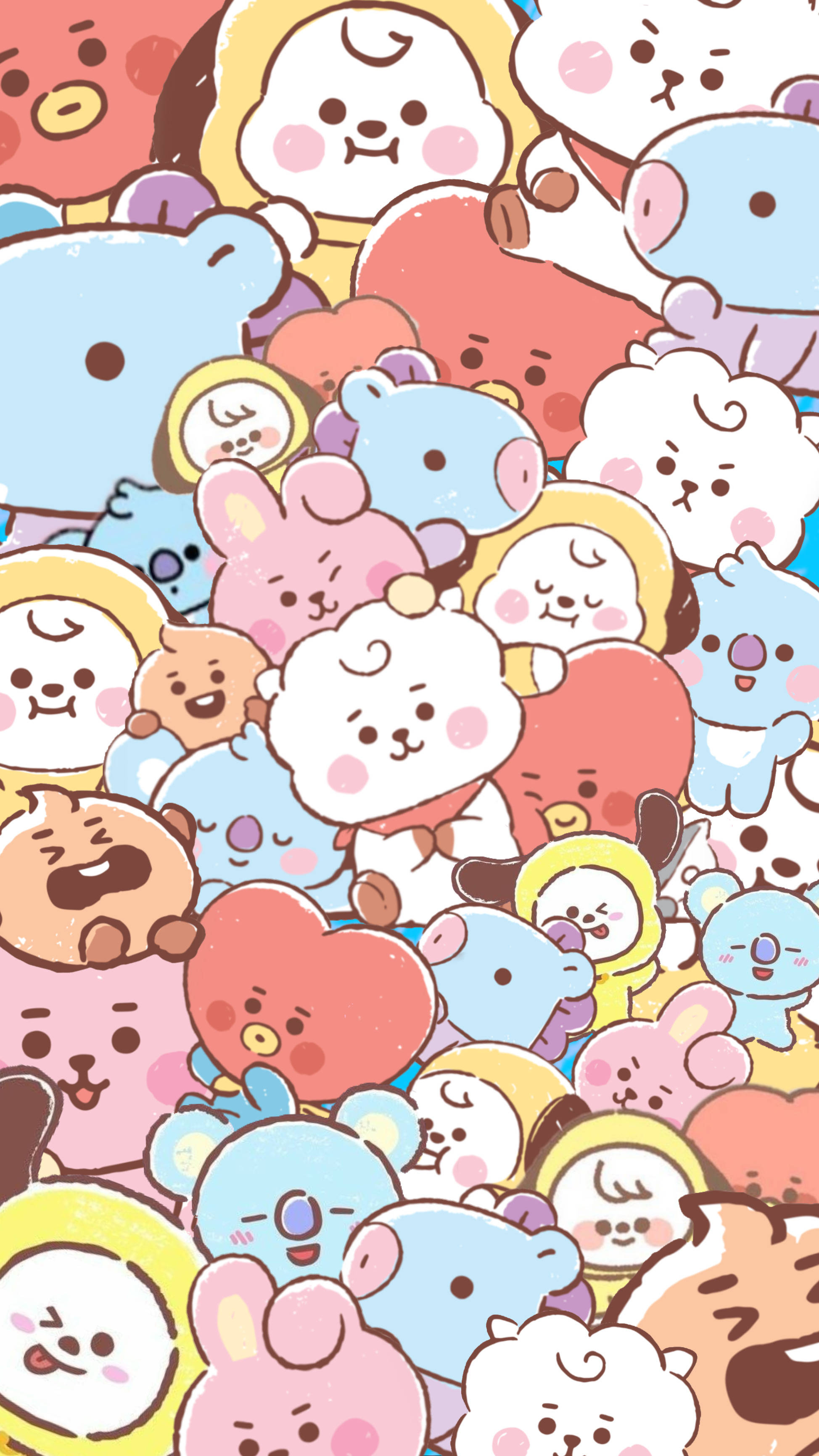 Pastel lilla Cooky og BT21-venner Wallpapers