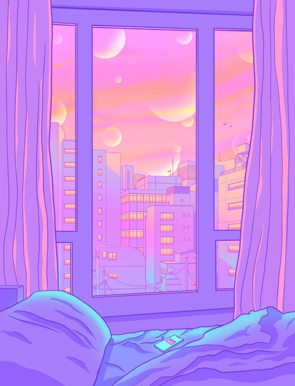Pastel lilla vinduesudsigt Wallpapers