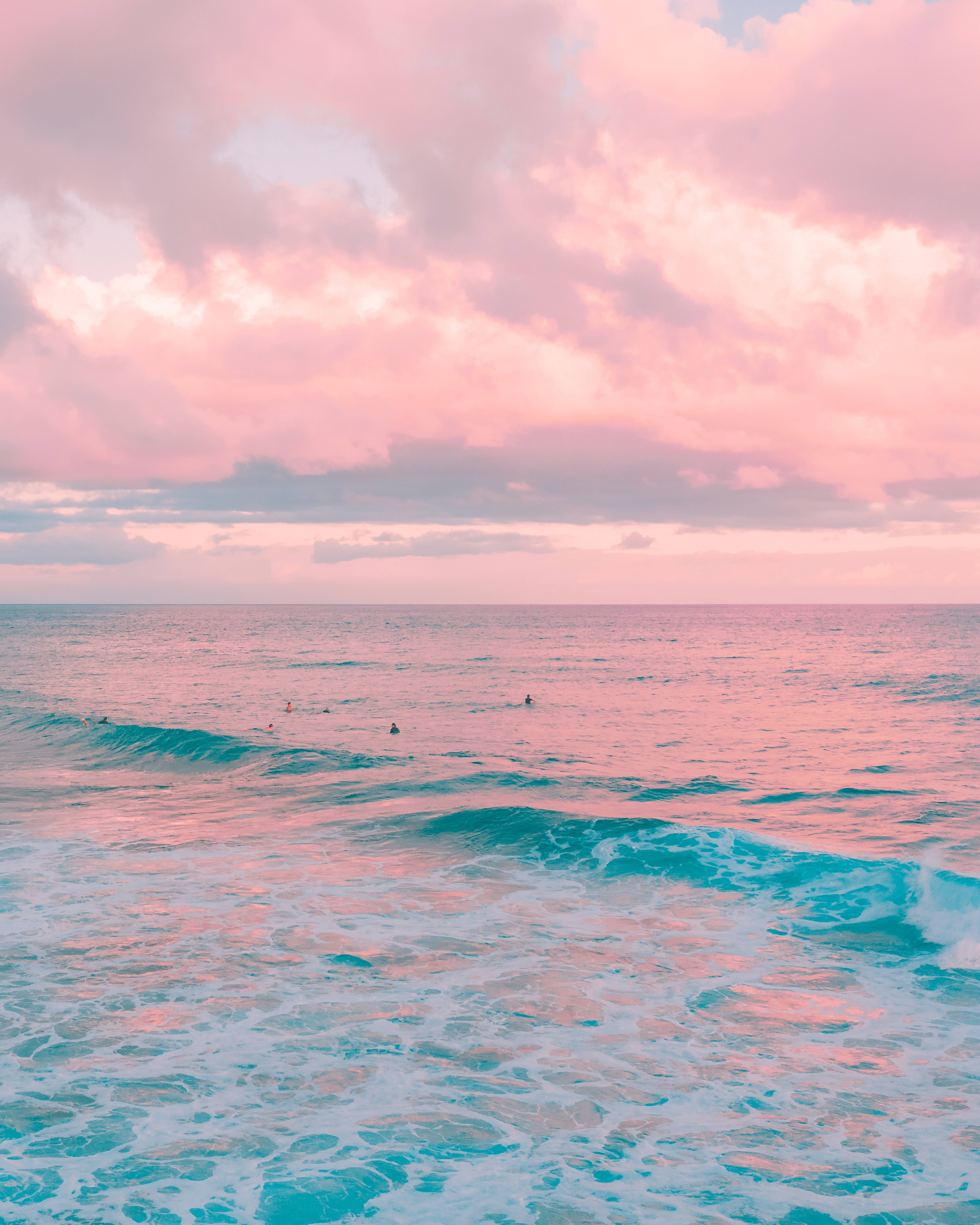 Pastel lyserød og blå strand Android Wallpapers
