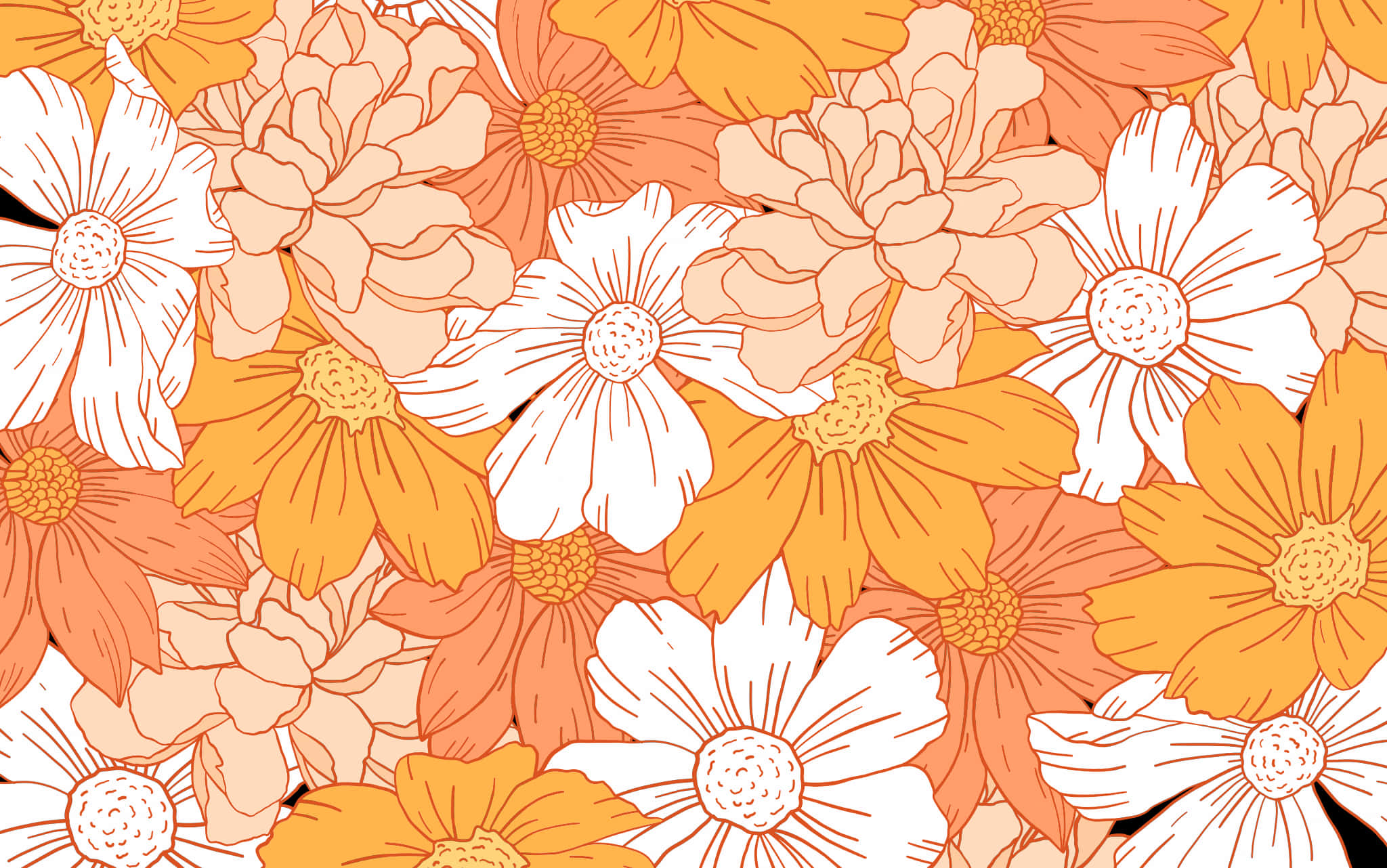 Pastel orange blomsteræstetik Wallpapers