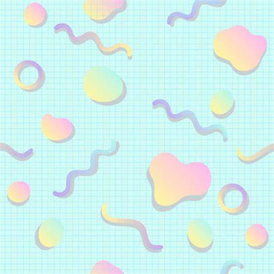 Pastel æstetisk gitter med regnbueformer Wallpapers