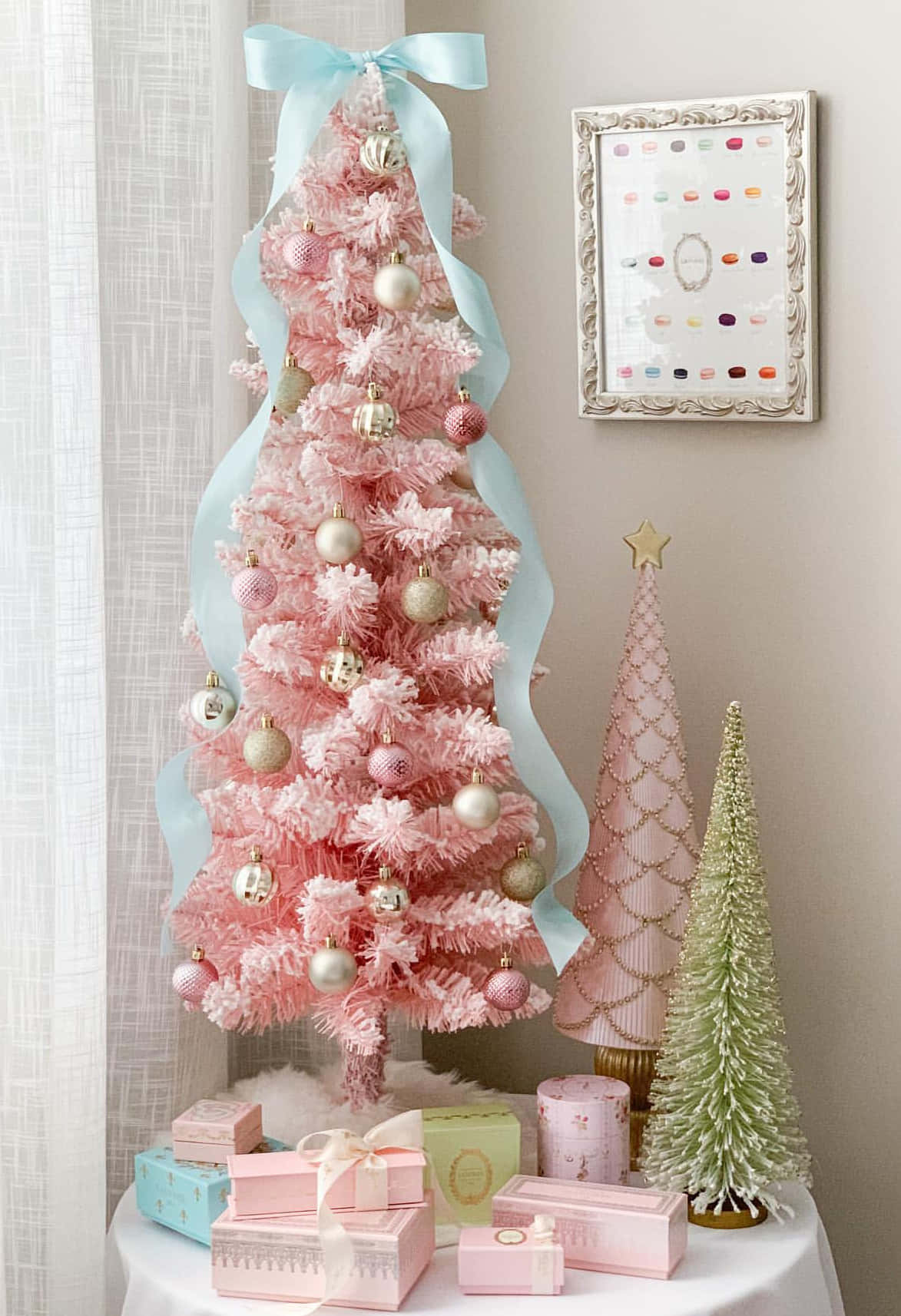 Pastel æstetisk juletræsarrangement Wallpapers