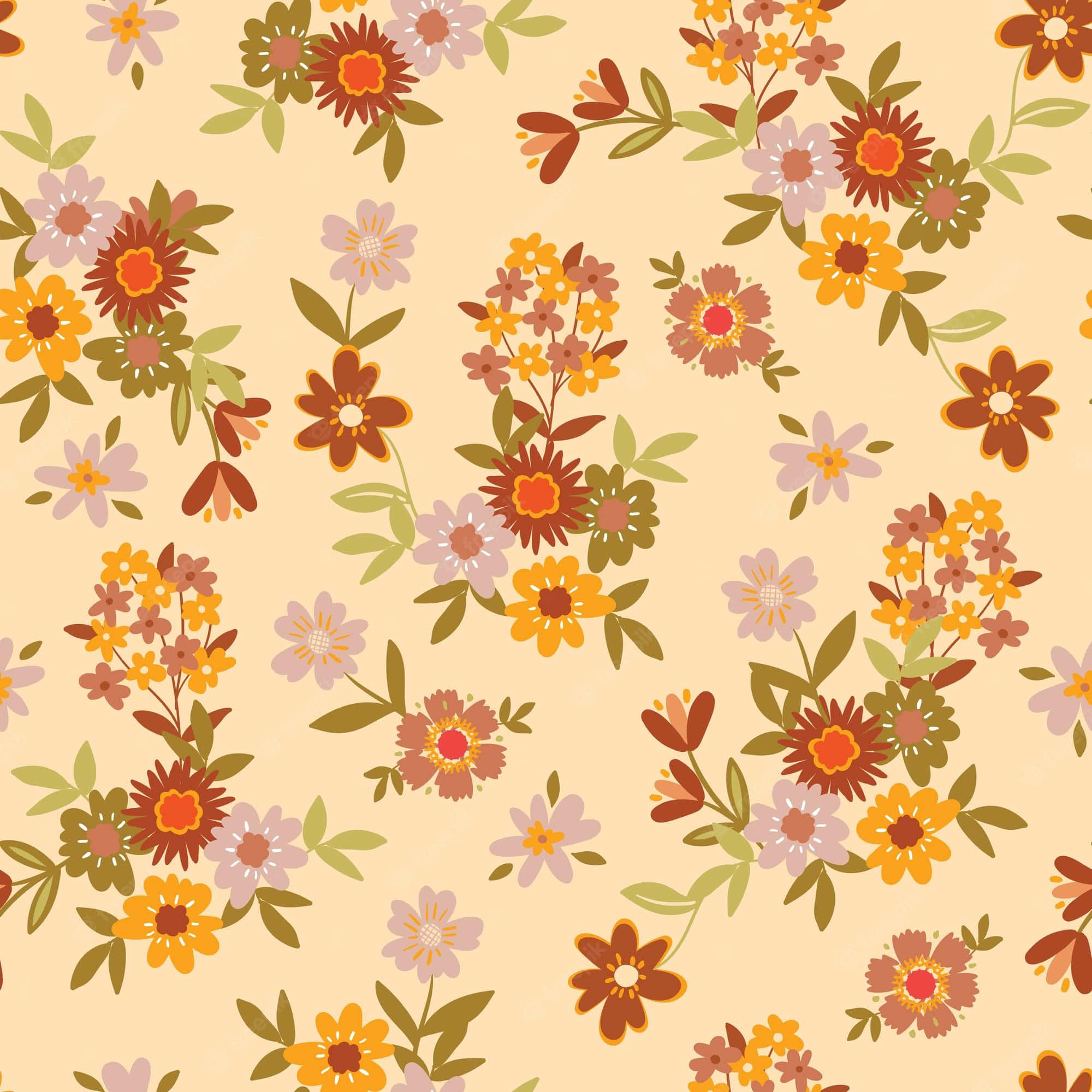 Pastelblomster Vintage Hippie Æstetik Wallpapers