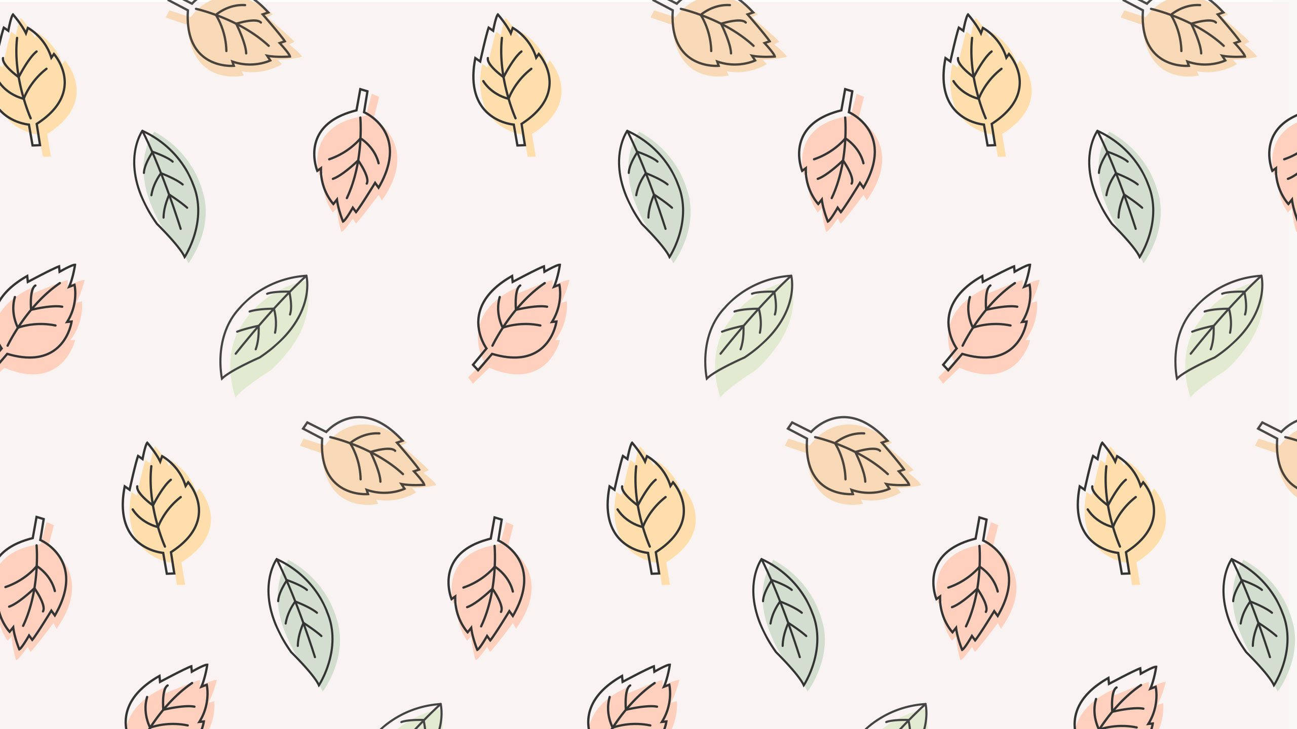 Pastelfarvede blade æstetisk mønster Wallpapers