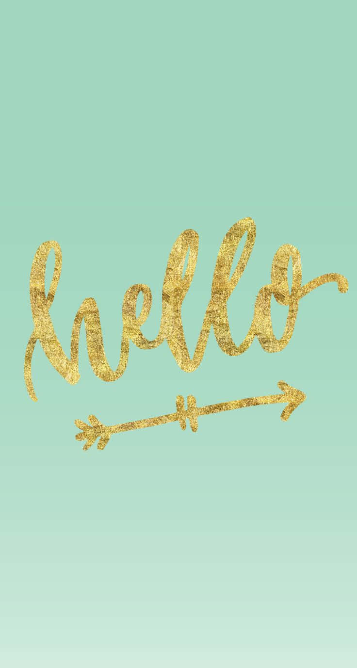 Pastelgrøn baggrund med gyldent Hello Wallpapers