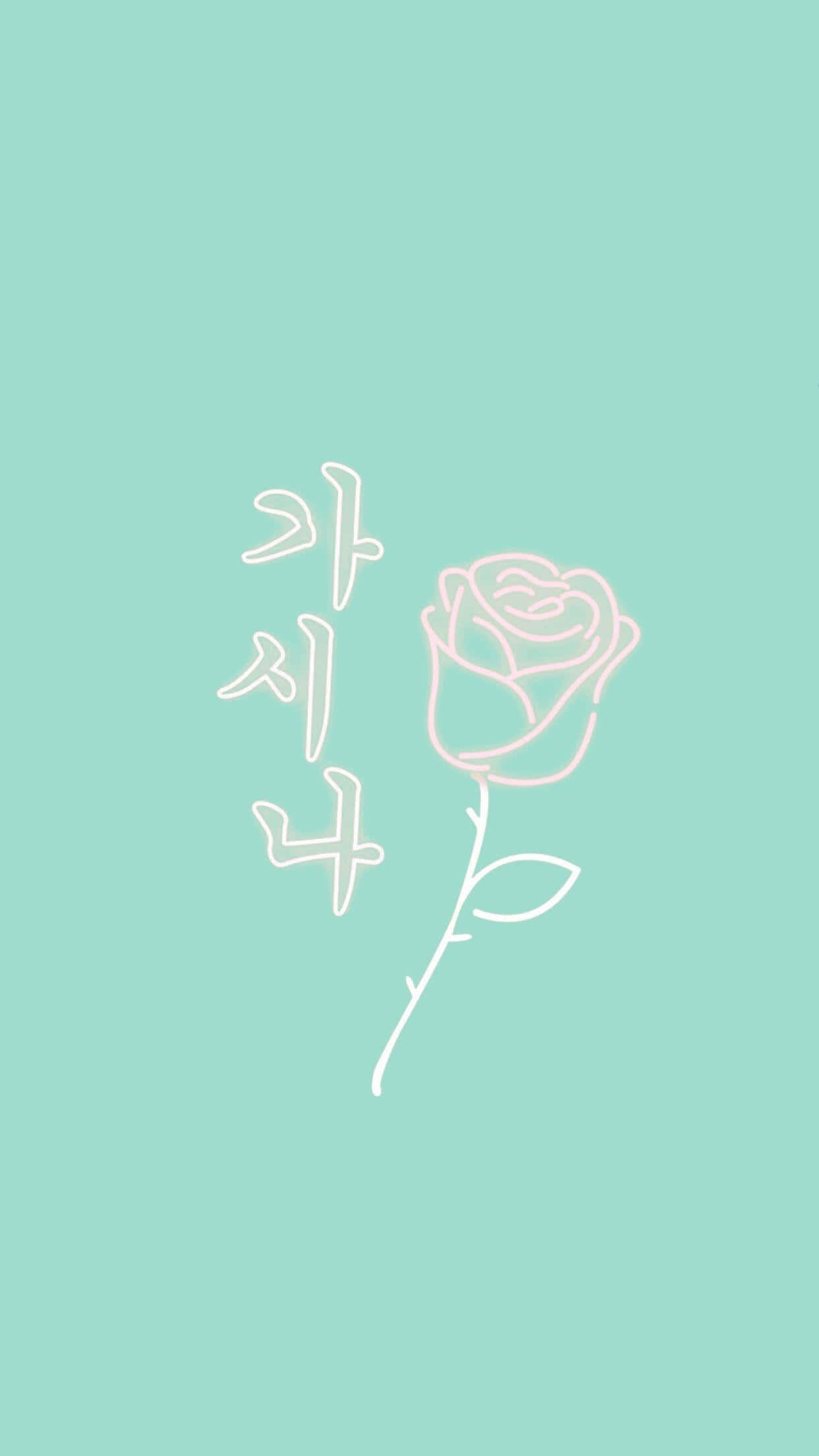 Pastelgrøn baggrund med koreansk rose Wallpapers