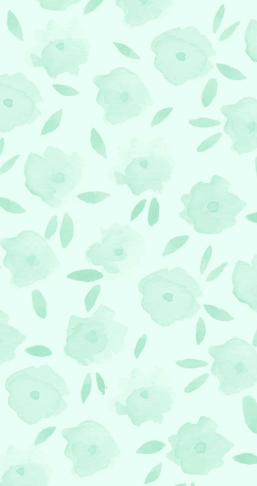 Pastelgrøn baggrund med blomster og blade Wallpapers