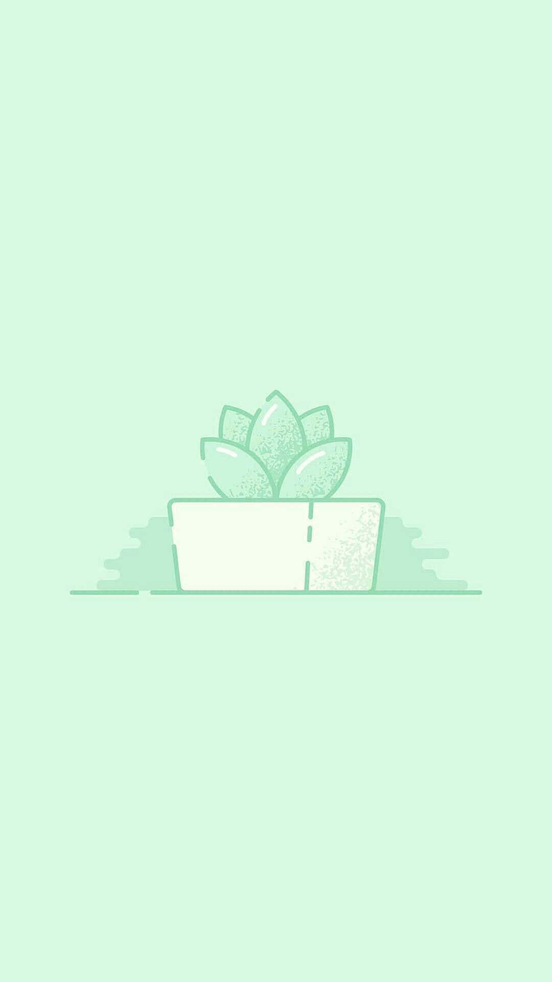 Pastelgrøn baggrund med plantekrukke Wallpapers