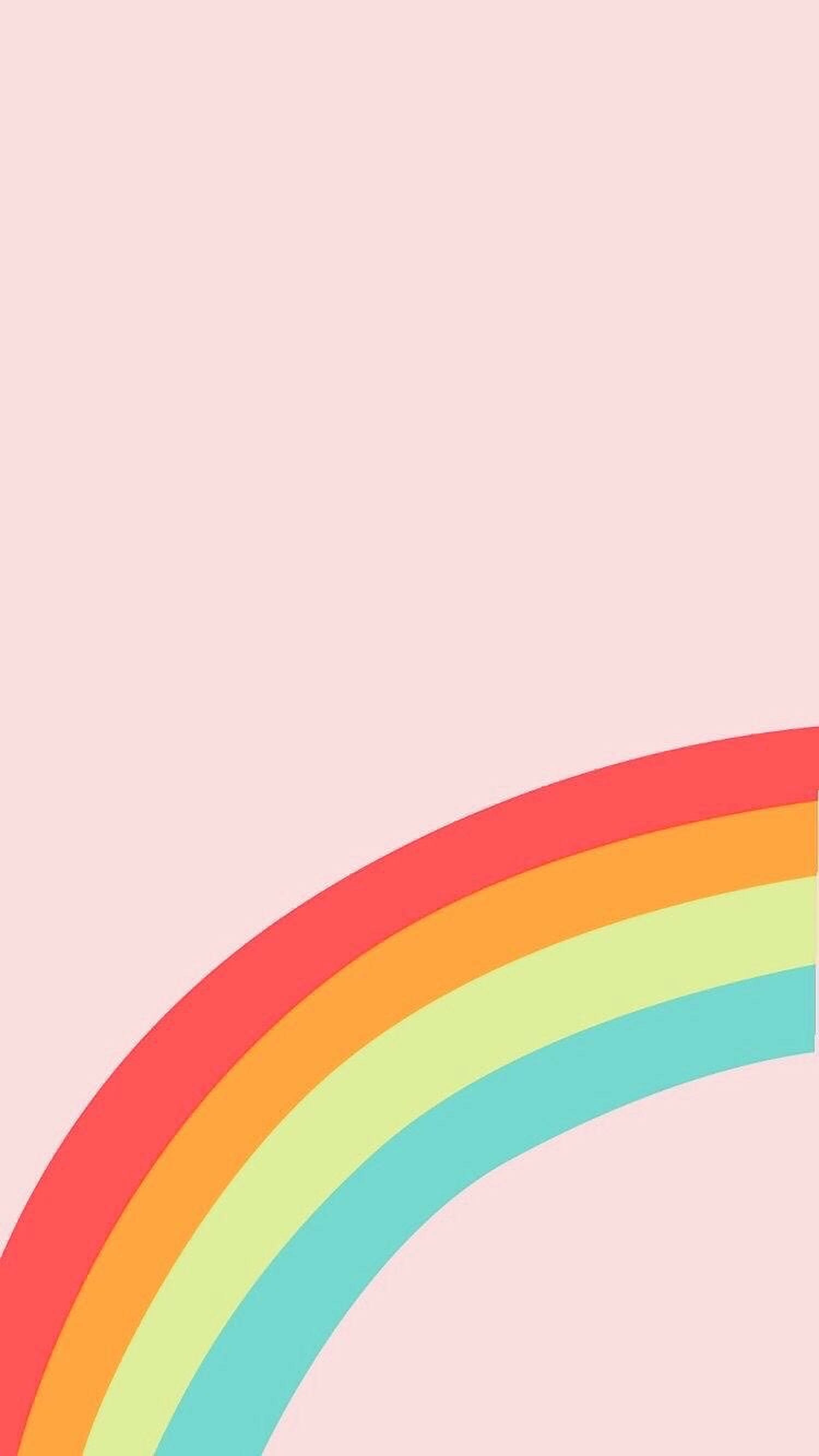 Pastelregnbue på pastelrosa baggrund Wallpapers