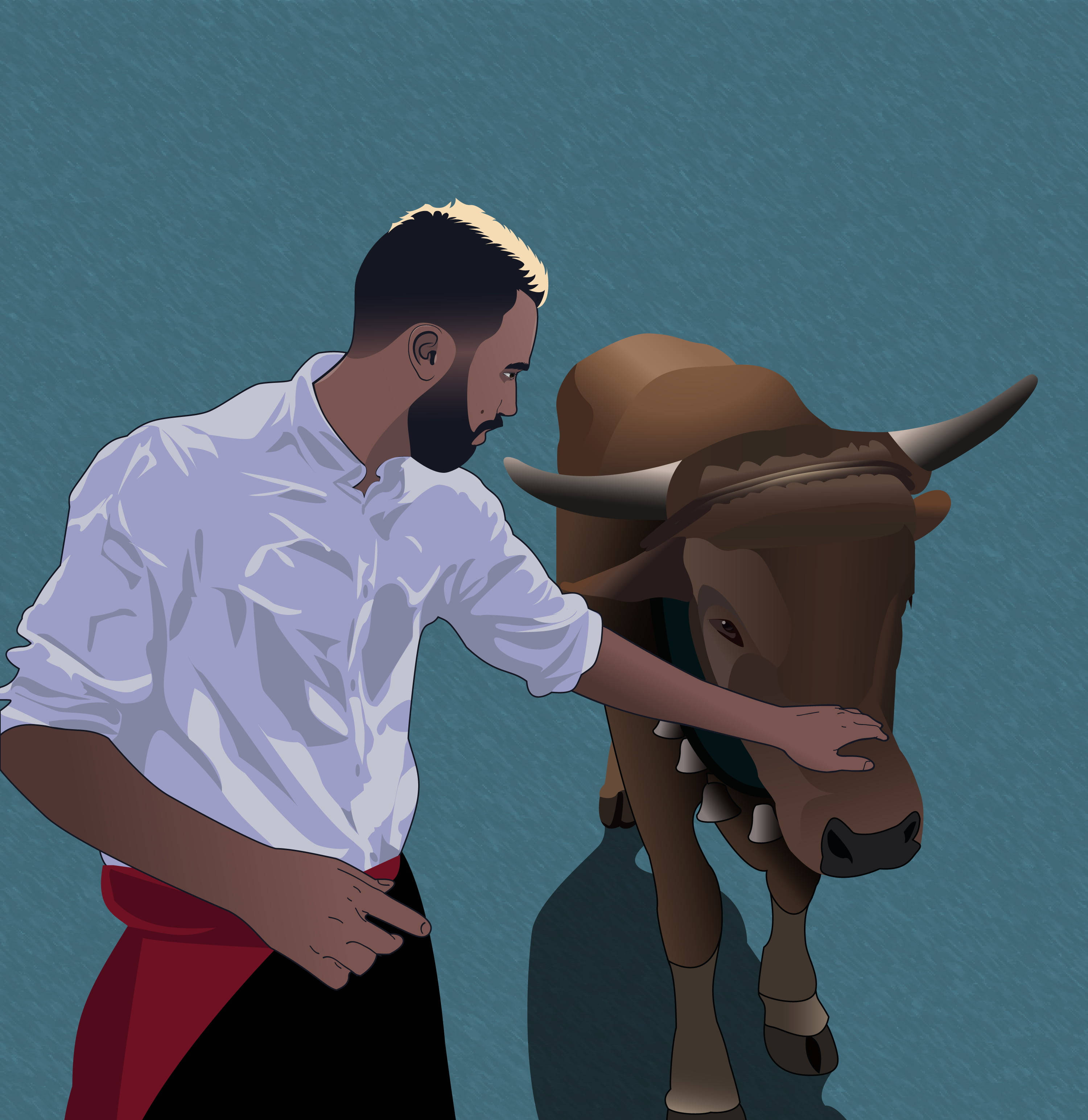 Peaceful Interaction Between Man and Ox Wallpapers