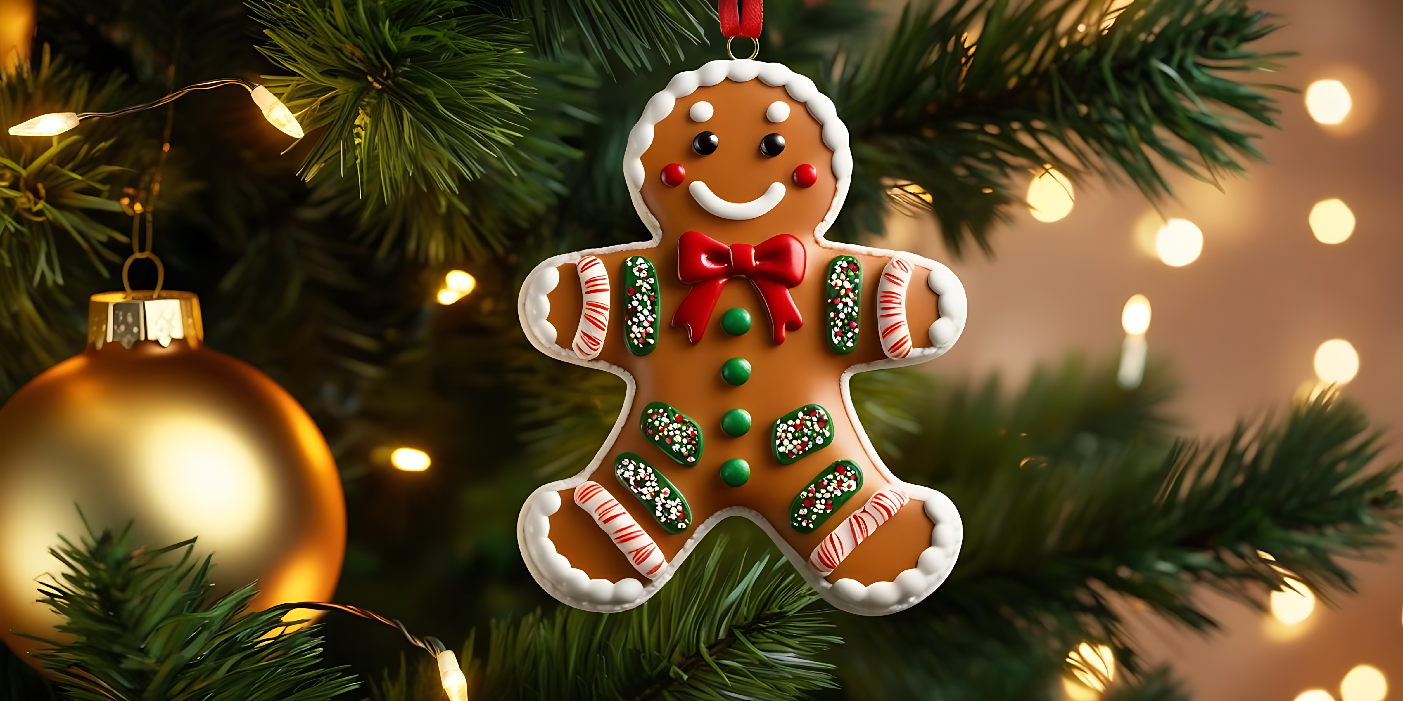 Pebernøddeornament på juletræ Wallpapers
