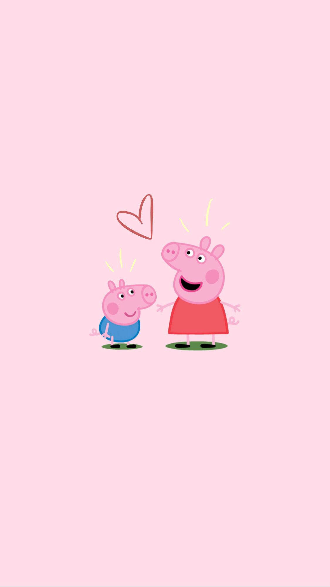 Peppa Pig iPhone med George og hjerte Wallpapers