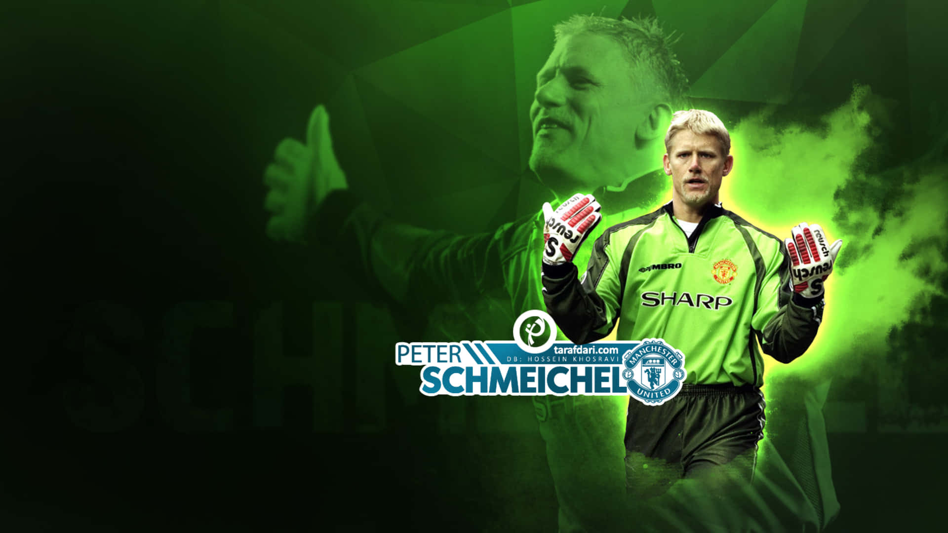 Peter Schmeichel Grøn Grafisk Kunst Målmand Manchester United Wallpapers