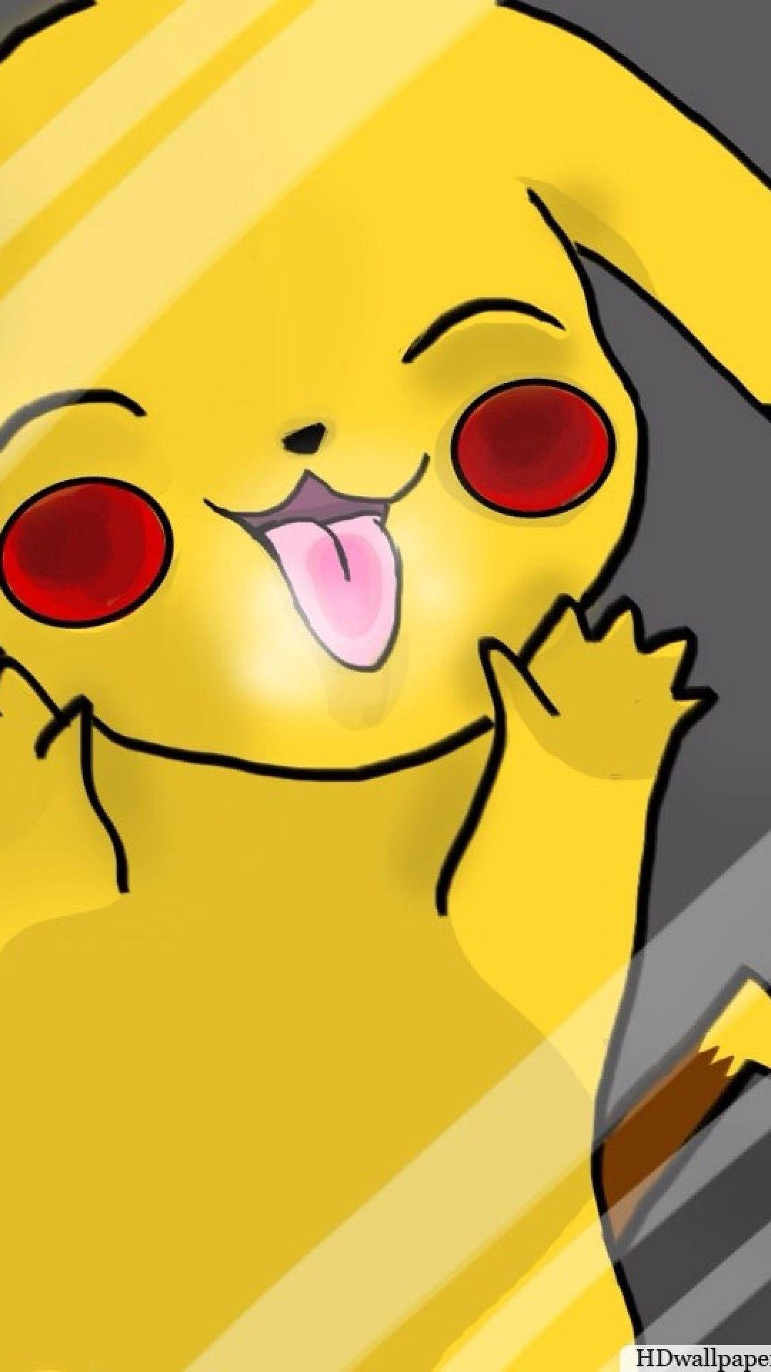Baggrundsbillede af Pikachu, der stikker tungen ud og kigger gennem et glas. — Pikachu Wallpapers