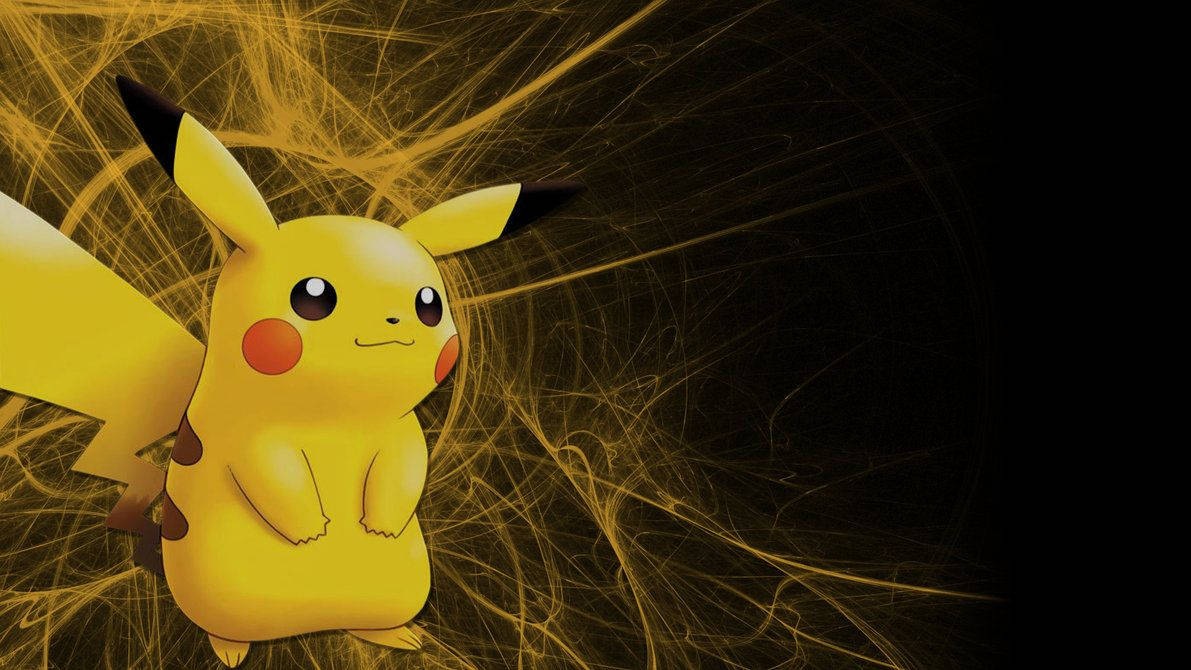 Pikachu wallpaper med guldtrådsdesign på sort baggrund. — Pikachu Wallpapers