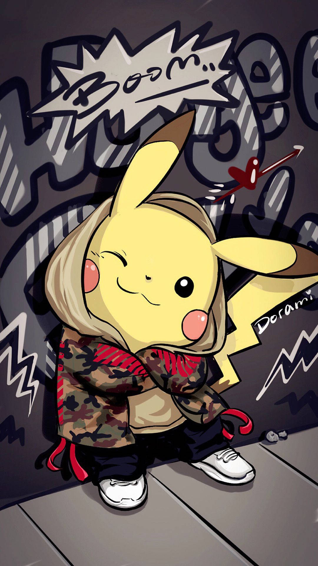 Pikachu med graffitikunst Wallpapers
