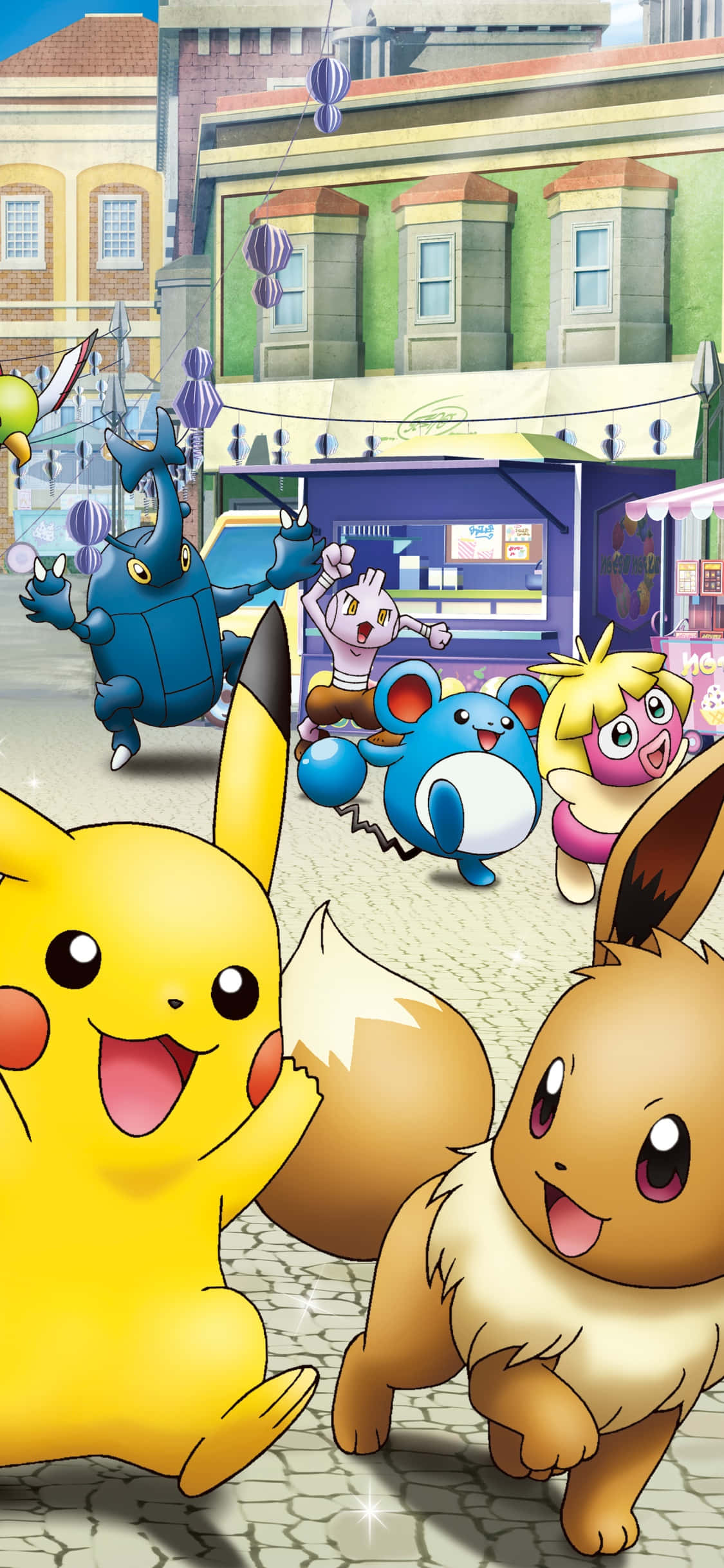 Pikachu og Eevee knytter bånd over sødme Wallpapers